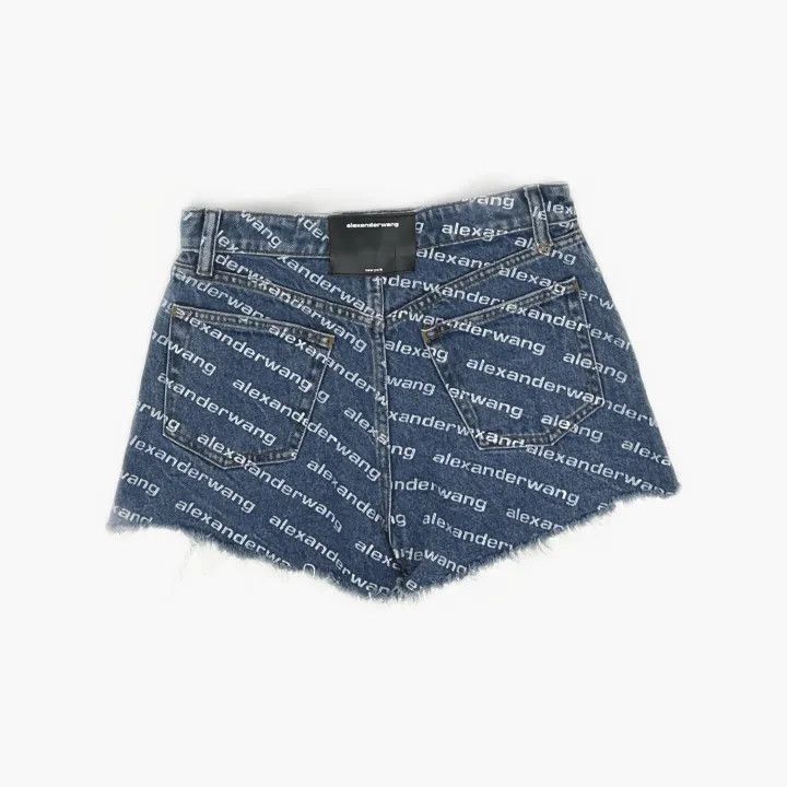 Alexander Wang Alexander Wang Logo Print Distressed Denim Shorts - Size 26" / US 2 / IT 38 - 3 Thumbnail