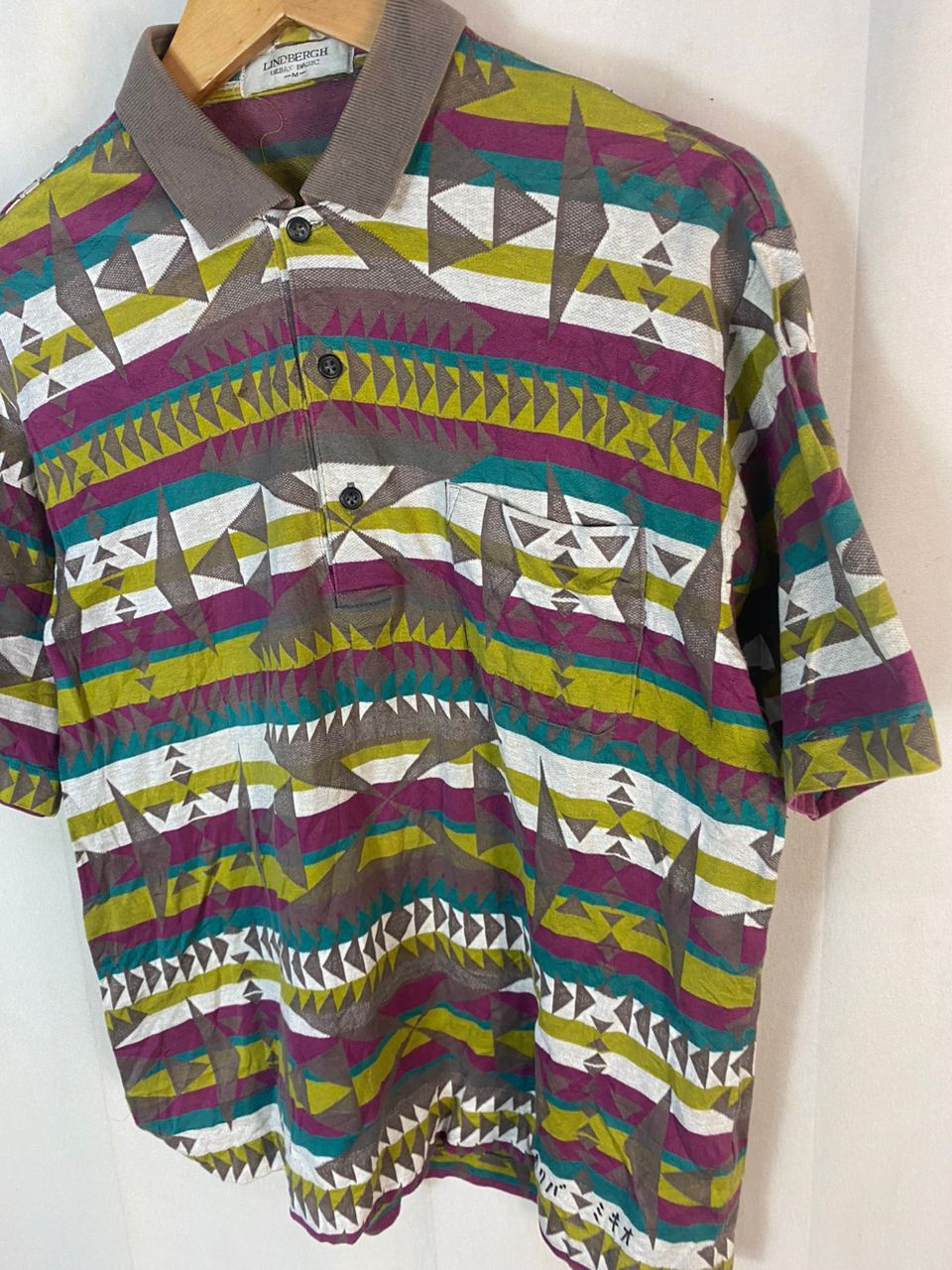 Japanese Brand × Lindbergh × Vintage Vintage Lindbergh fullprint native polo shirt Size US L / EU 52-54 / 3 - 2 Thumbnail