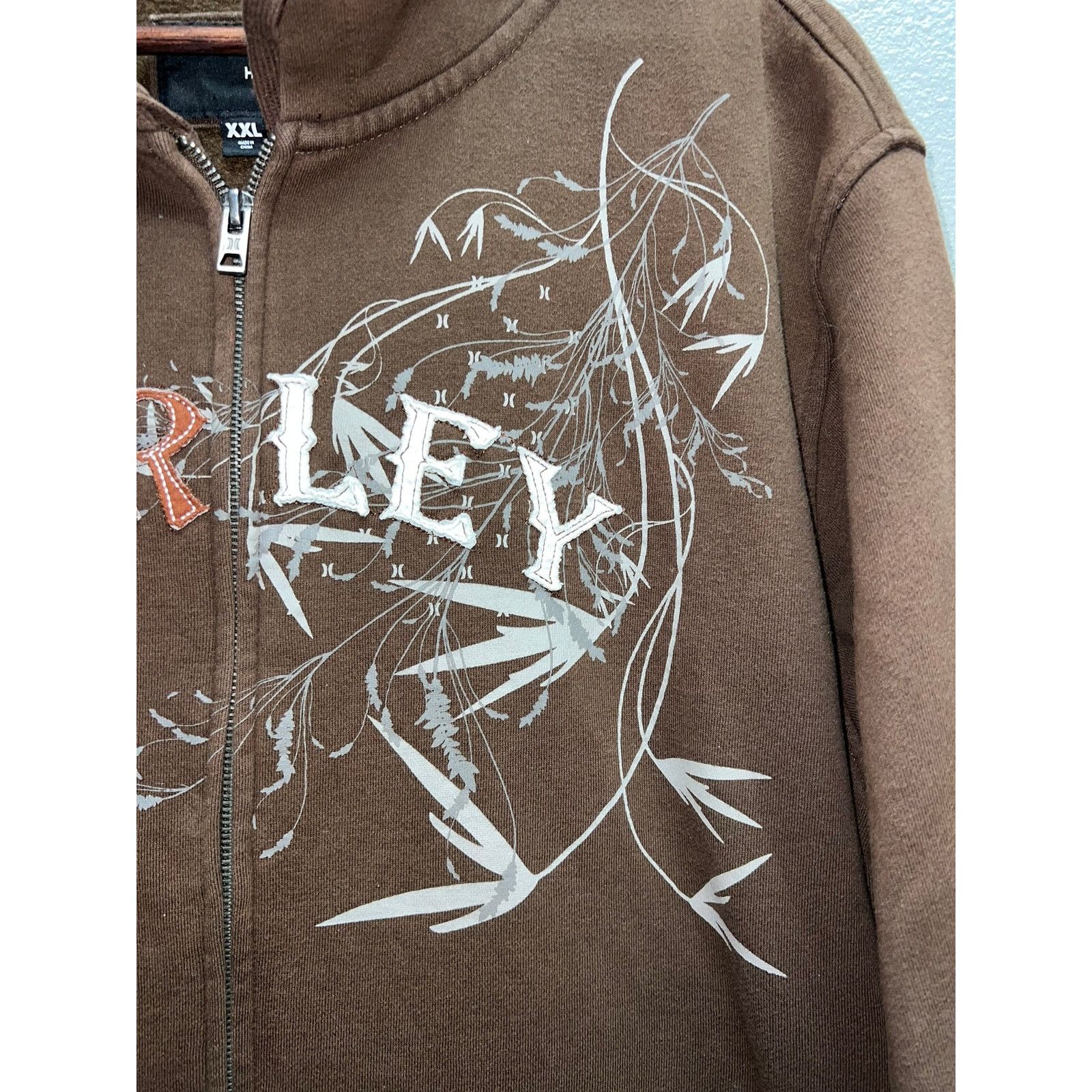 Vintage Y2K Hurley Zip Up Hoodie Brown Fleece Lined Surf Grunge 2X Size US XXL / EU 58 / 5 - 4 Thumbnail