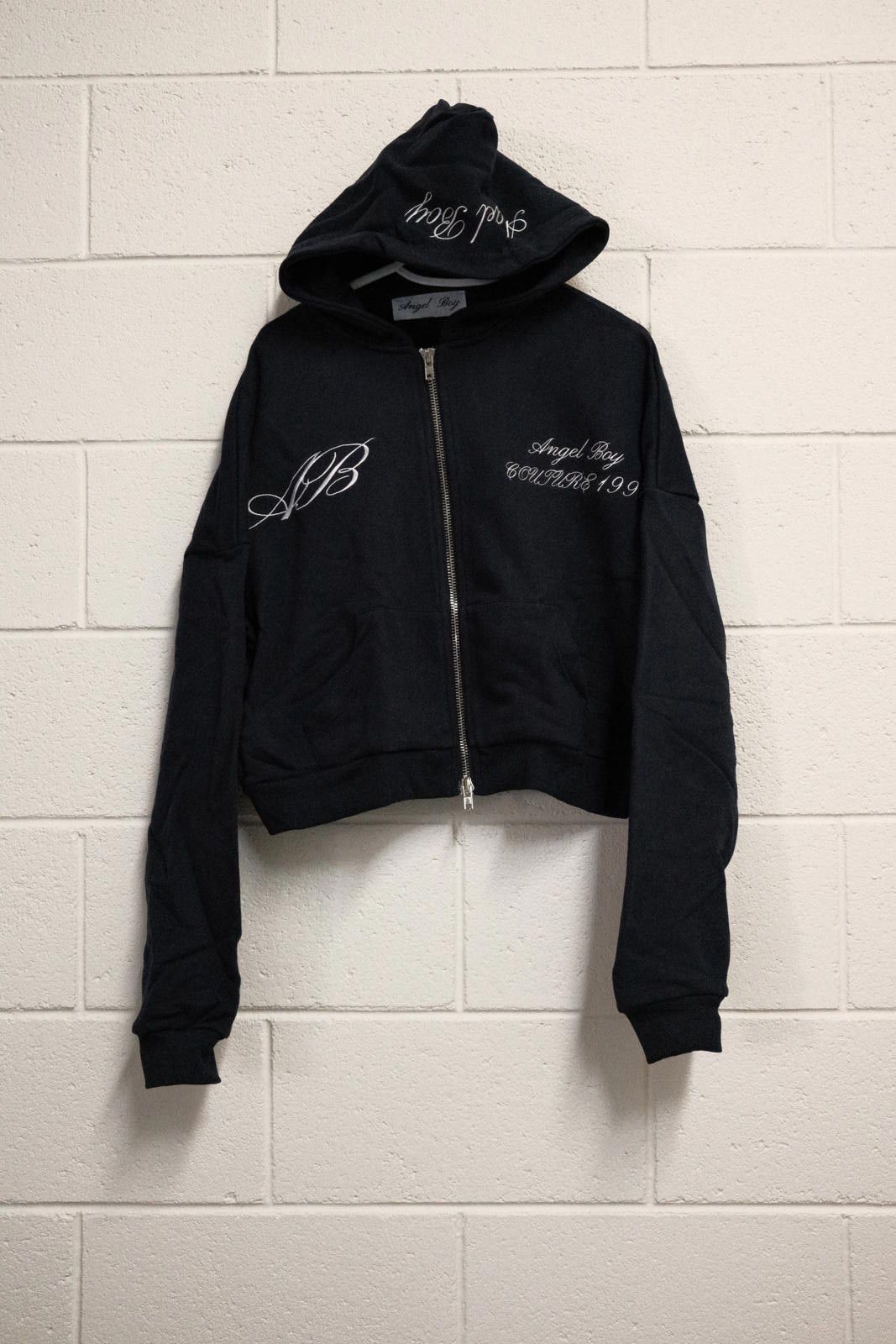 Other Angel Boy Black Zip-Up Hoodie with Embroidered Details, Size Size US XXS / EU 40 - 1 Thumbnail