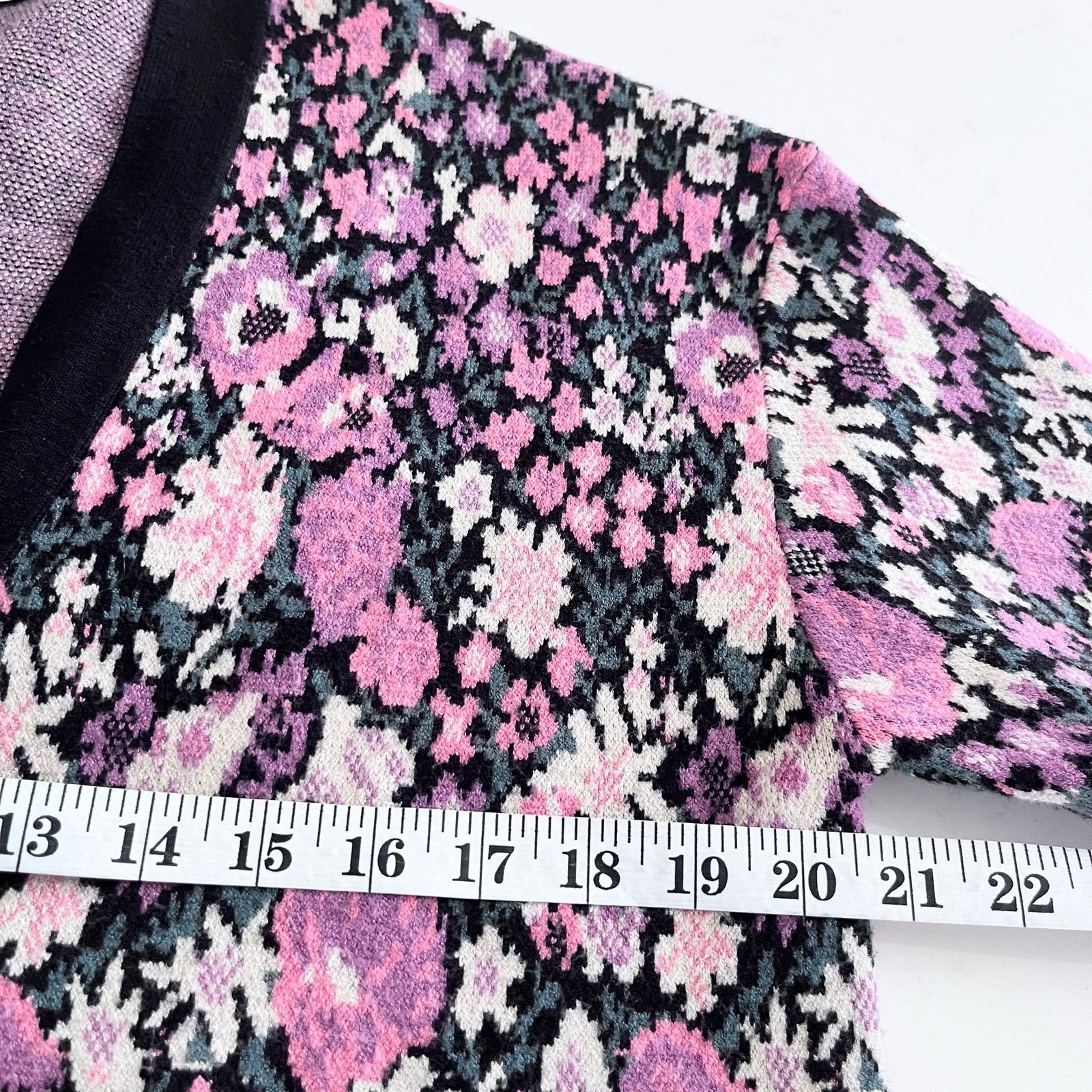 Zara Zara Black Pink Floral Jacquard Knit Cardigan Sweater Size S / US 4 / IT 40 - 5 Thumbnail
