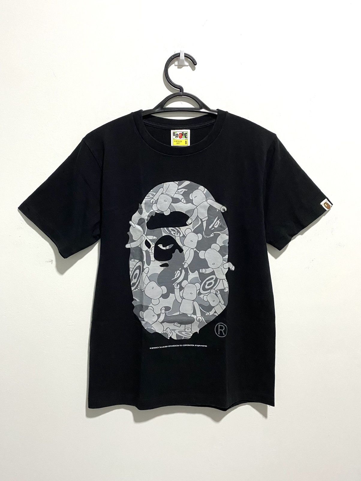 Image of Bape x Medicom Bearbrick Big Ape Head Tee in Black, Men's (Size Small)