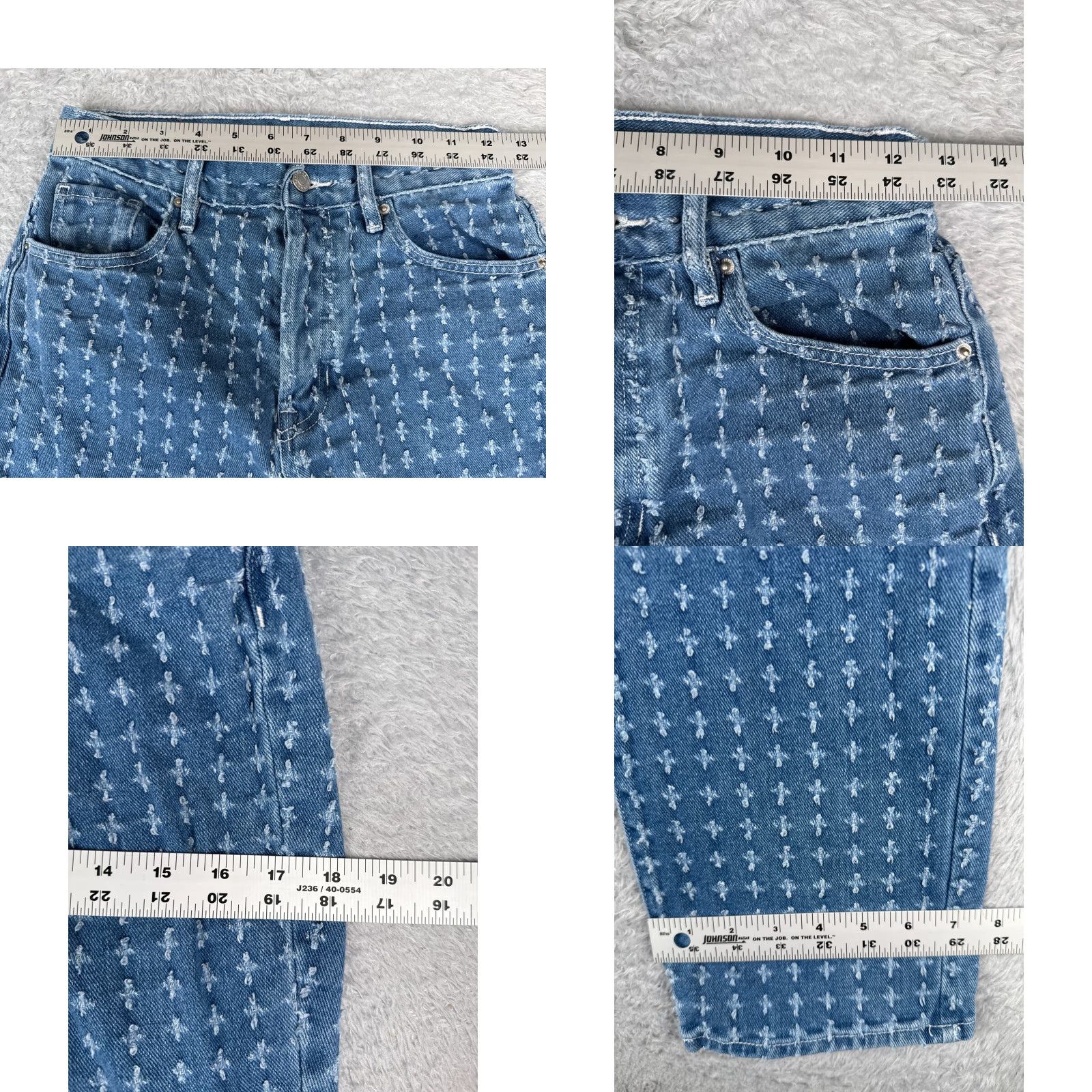 Pacsun VINTAGE Pacsun Jeans Womens 25 Blue Denim Polka Dot High Rise 25x30 Regular Straight 5-Pocket Cotton Blend Distressed, Machine Washable Womens Jeans Size 42" / US 20 - 9 Thumbnail