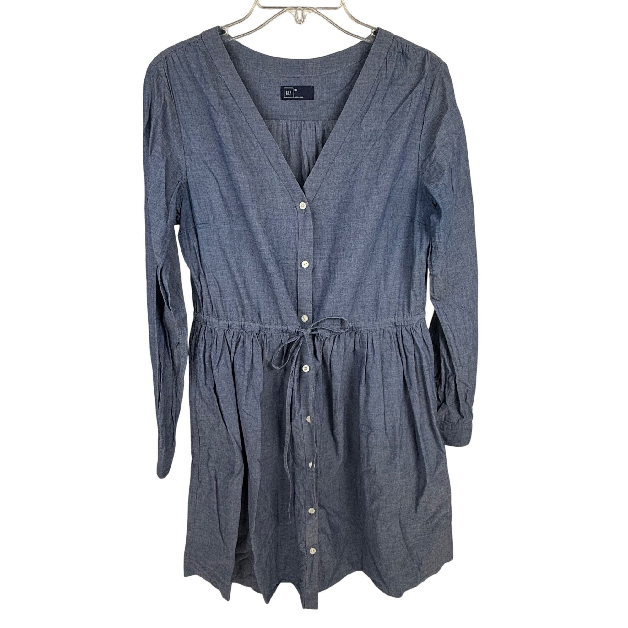 Gap Gap Women's Blue Chambray Long-Sleeve Shirt Dress Lightweigh Size M / US 6-8 / IT 42-44 - 1 Thumbnail