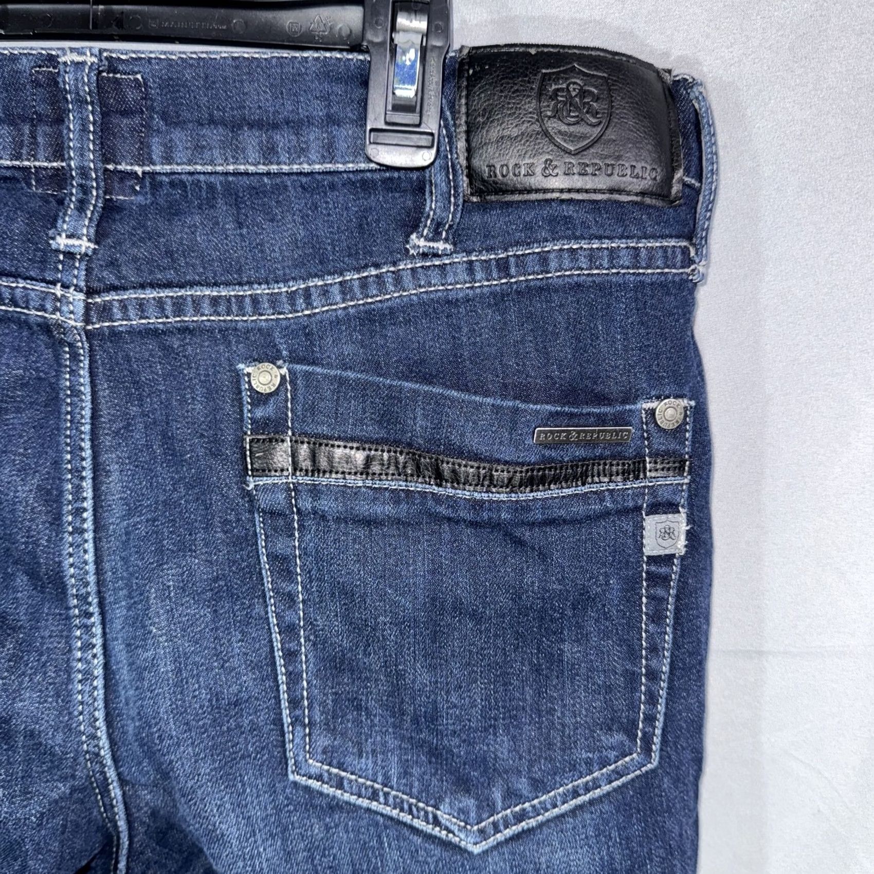 Vintage Rock & Republic Jeans Mens 36x32 Blue Neil Straight Leg Denim Pants Classic Size US 36 / EU 52 - 4 Thumbnail