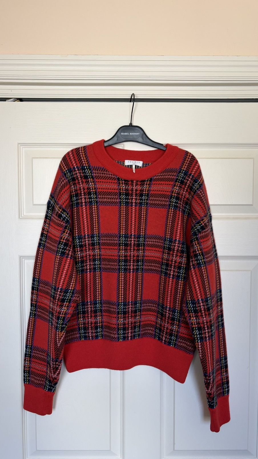 Sandro Sandro Paris Red Tartan Knit Sweater – Size S Size US S / EU 44-46 / 1 - 2 Thumbnail