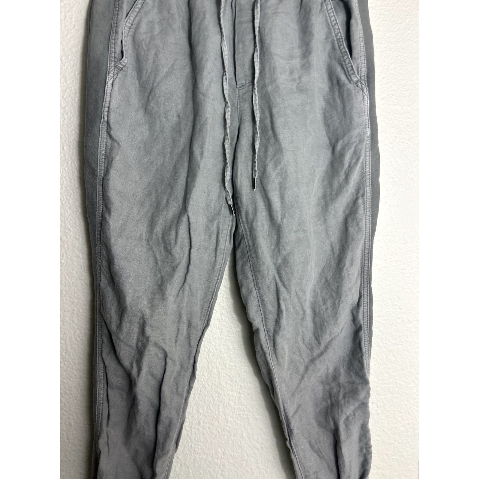 Gap VINTAGE Gap Womens Small Sage Green Linen Blend Ankle Joggers 28x26 Drawstring Size 28" / US 6 / IT 42 - 3 Thumbnail