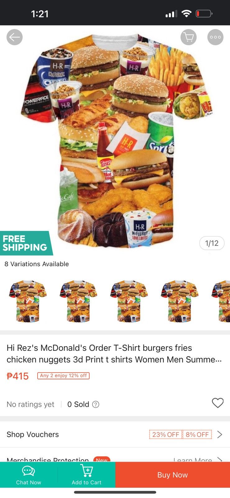 Hypebeast Hi-Rez McDonald’s Order 3D All-Over Tee Size US L / EU 52-54 / 3 - 12 Thumbnail