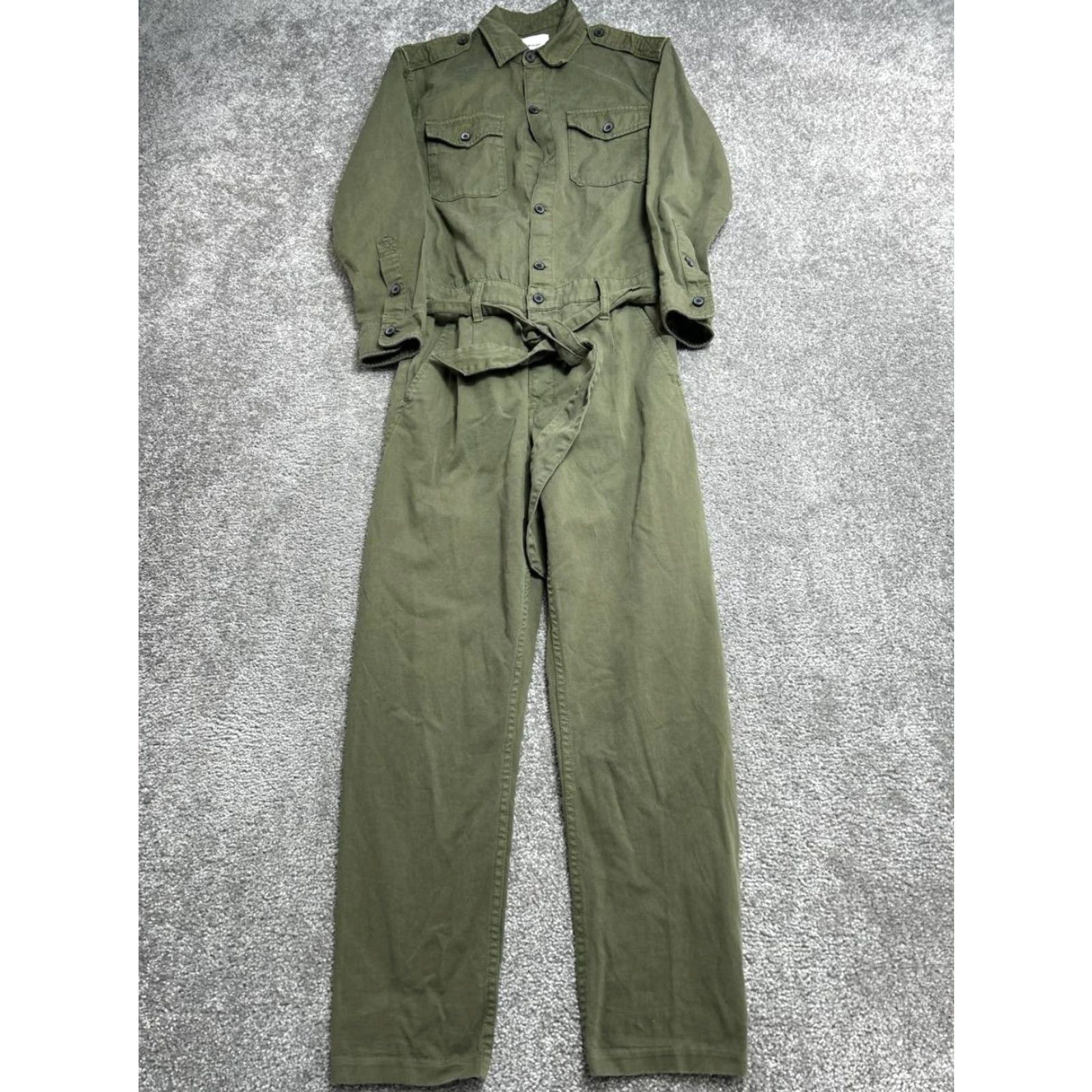 Vintage Current Elliott Jumpsuit Women’s Green Denim Cotton Belted Mele Coverall (0) Size 25" / US 0 / IT 36 - 2 Thumbnail