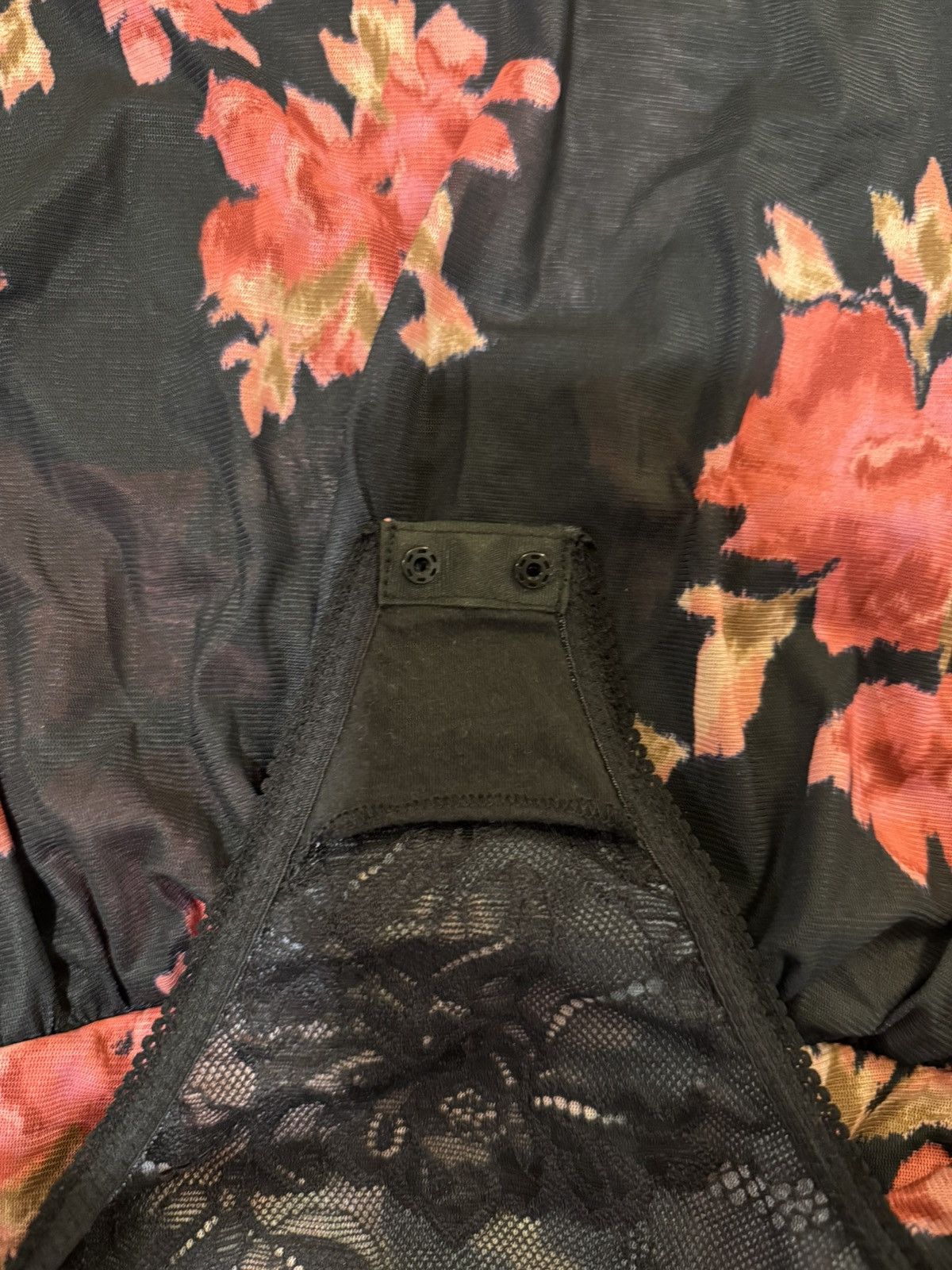 Free People Free people Floral Black and Pink Long Sleeve Bodysuit med Size M / US 6-8 / IT 42-44 - 4 Thumbnail