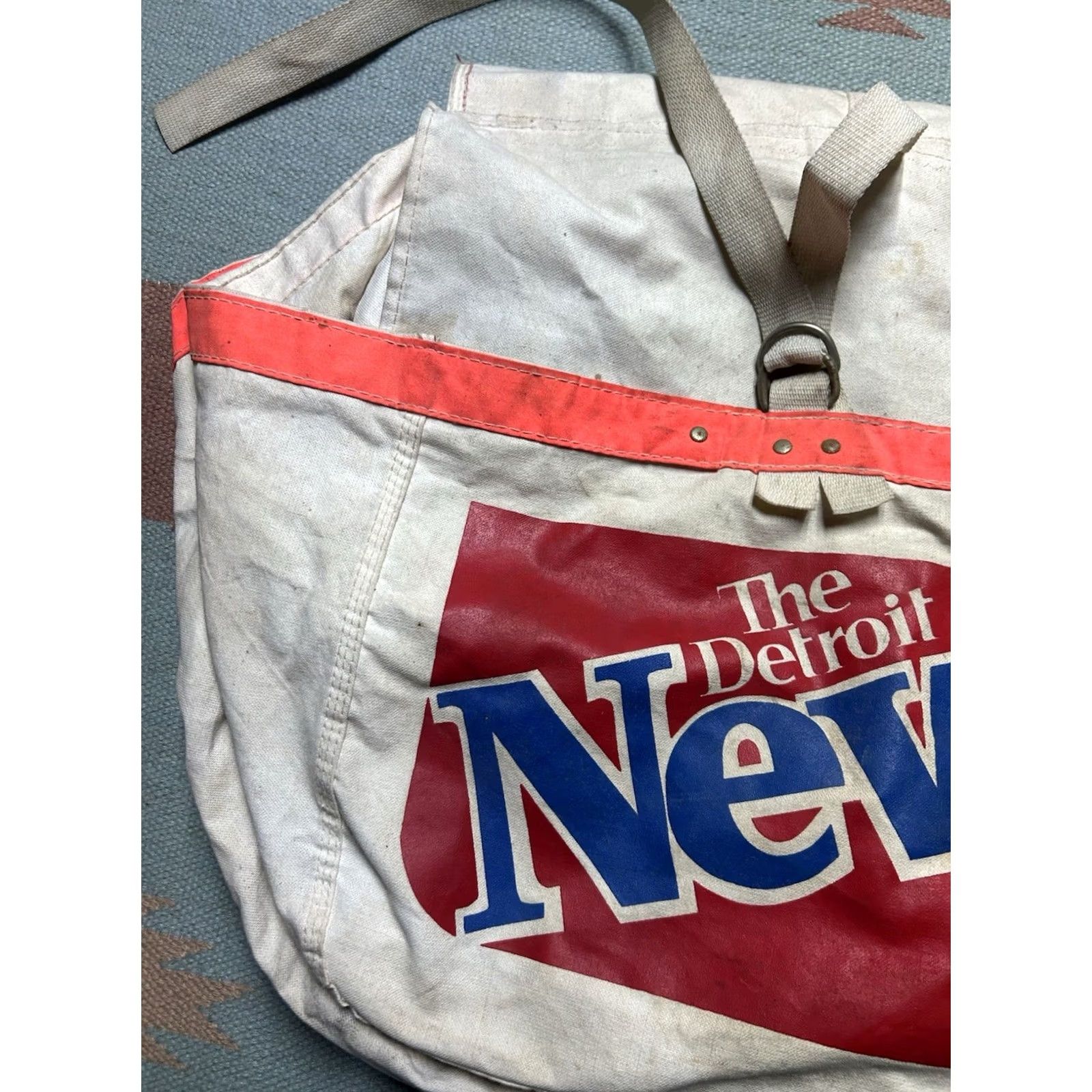 Vintage VINTAGE Detroit News newspaper saddle bag bicycle canvas double sided newsboy Men Beige Saddle Bag Newsboy Size ONE SIZE - 7 Thumbnail