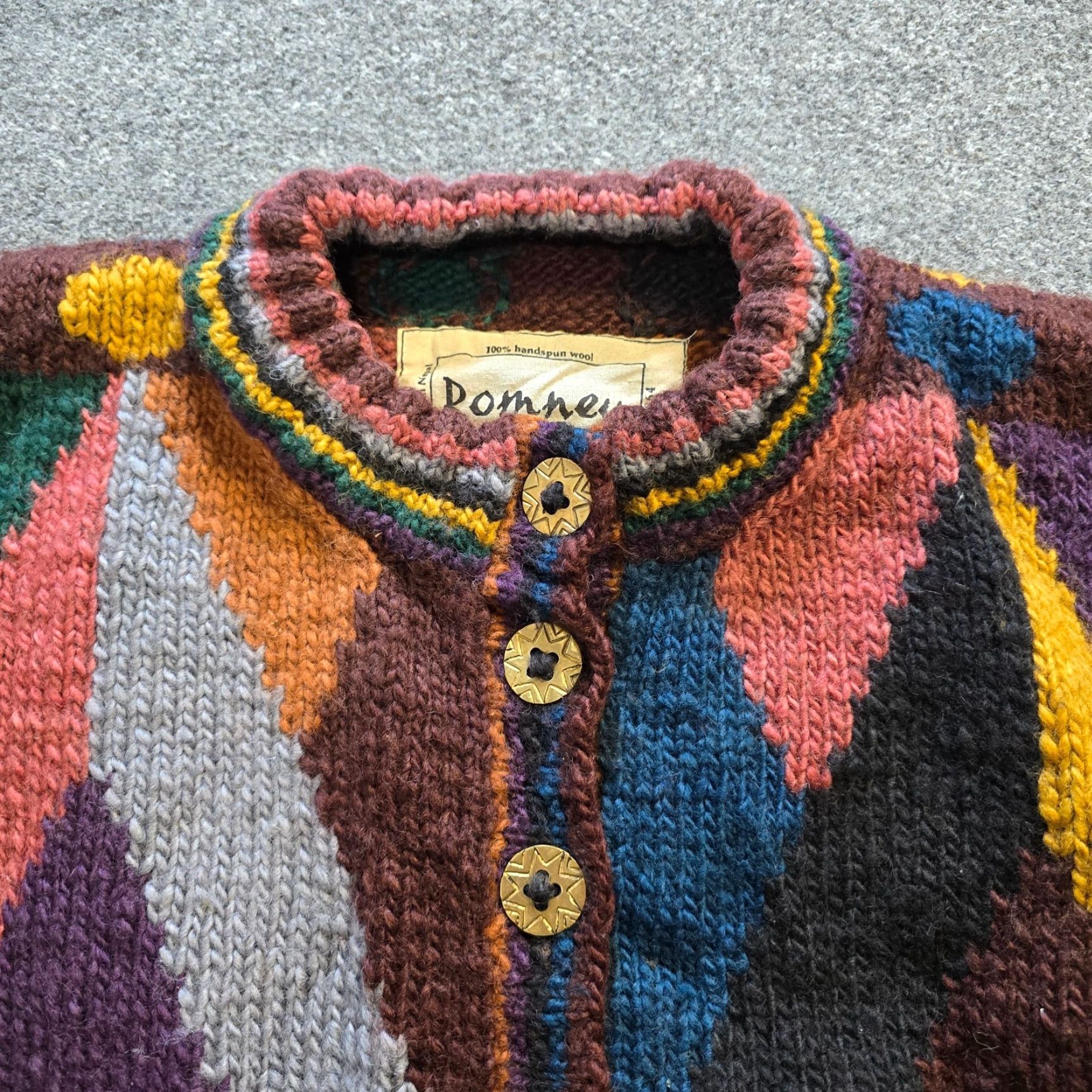 Vintage VINTAGE Romney Designs Sweater Cardigan Women Size S Pink Handspun Wool Nepal Heavyweight Geometric Knit Long Sleeve Round Neck Casual Size S / US 4 / IT 40 - 2 Thumbnail