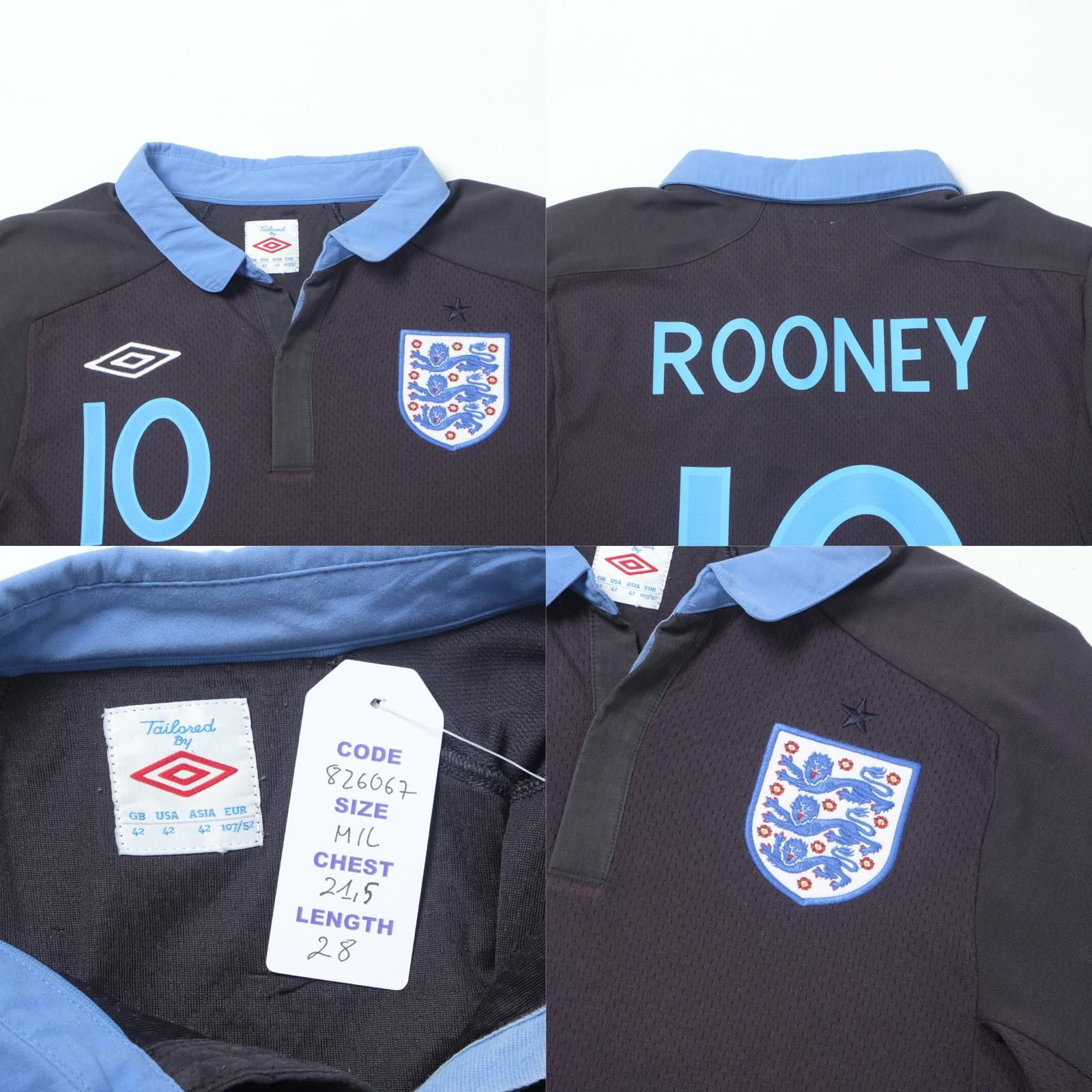 Umbro 2011/12 England Away Shirt Umbro Rooney (M/L) Size US M / EU 48-50 / 2 - 5 Thumbnail