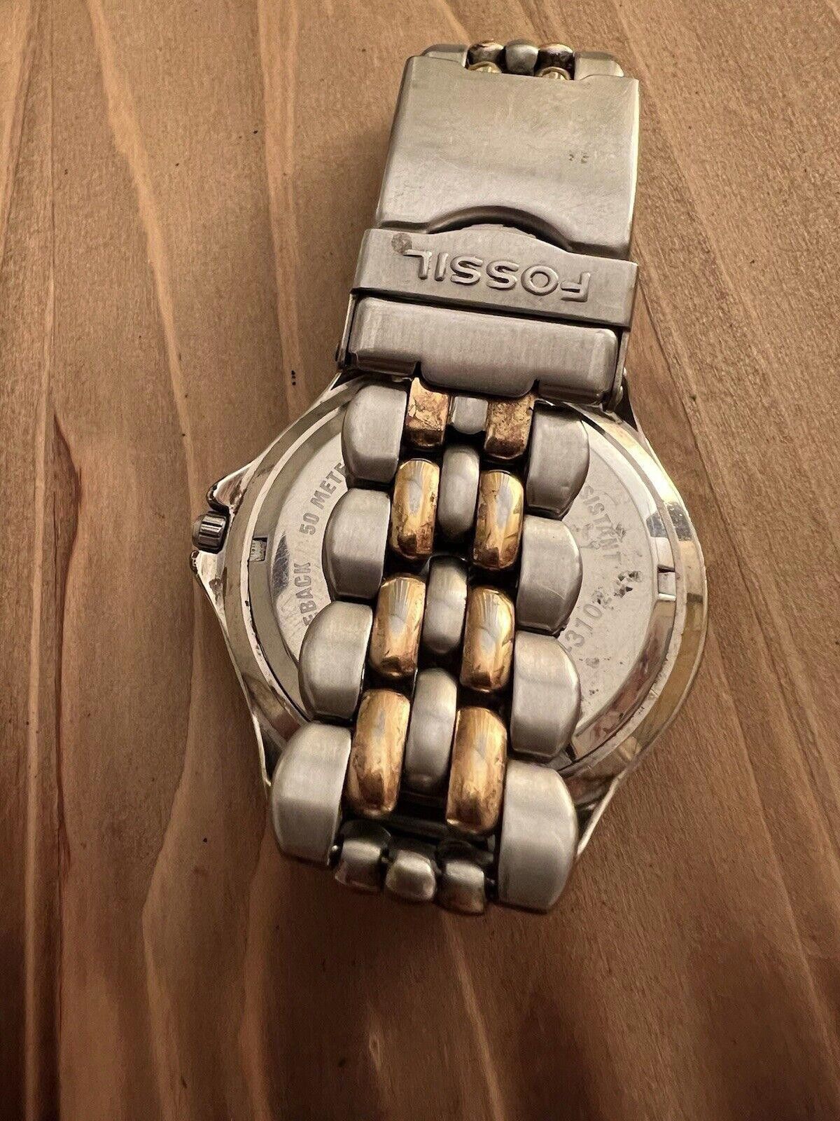 Fossil Vintage Fossil Blue Diver Watch w/ Band AM 3102 New Battery Size ONE SIZE - 4 Thumbnail