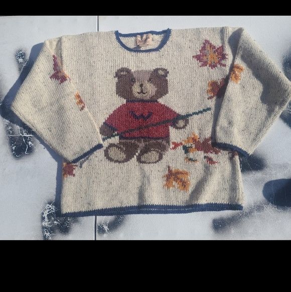 Woolrich Woolen Mills Vtg Woolrich Fall Teddy Bear Crewneck Wool Sweater Autumn Size S / US 4 / IT 40 - 2 Thumbnail