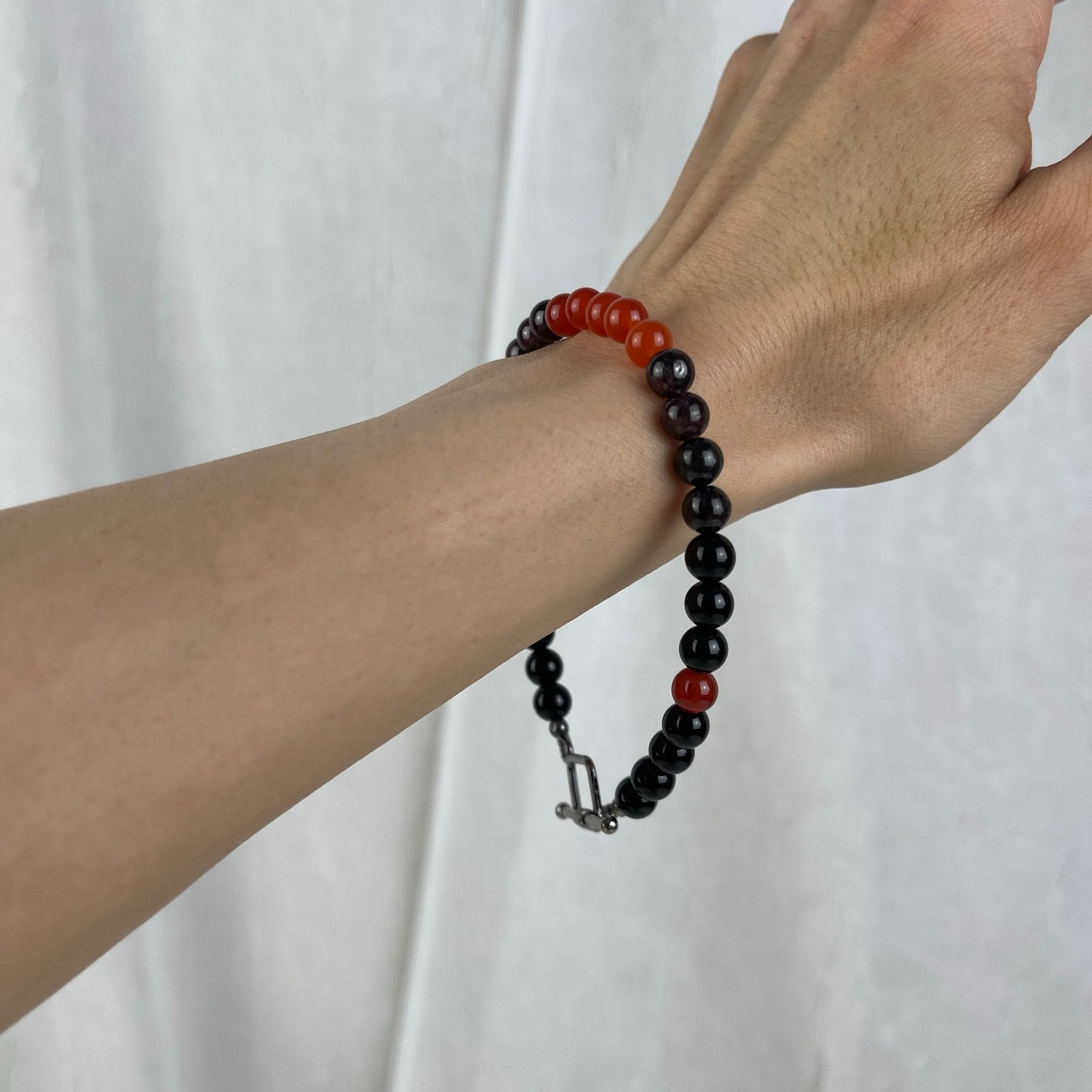 Handmade Carnelian Garnet Obsidian Crystal Gemstone Bead Bracelet Size ONE SIZE - 17 Thumbnail