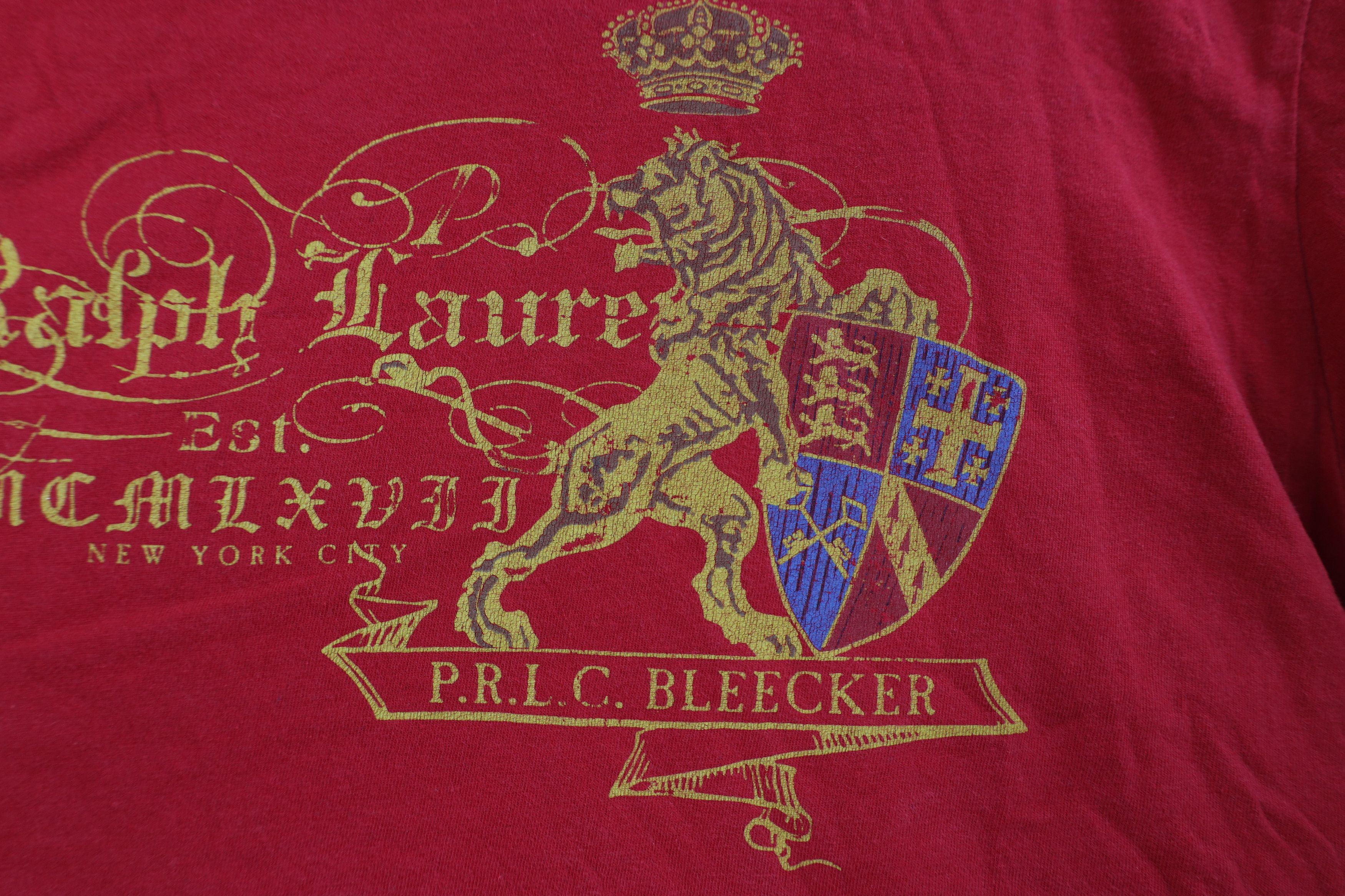 Ralph Lauren Vintage 90s Ralph Lauren Lion Crest Bleecker T-Shirt Red Size US S / EU 44-46 / 1 - 6 Thumbnail