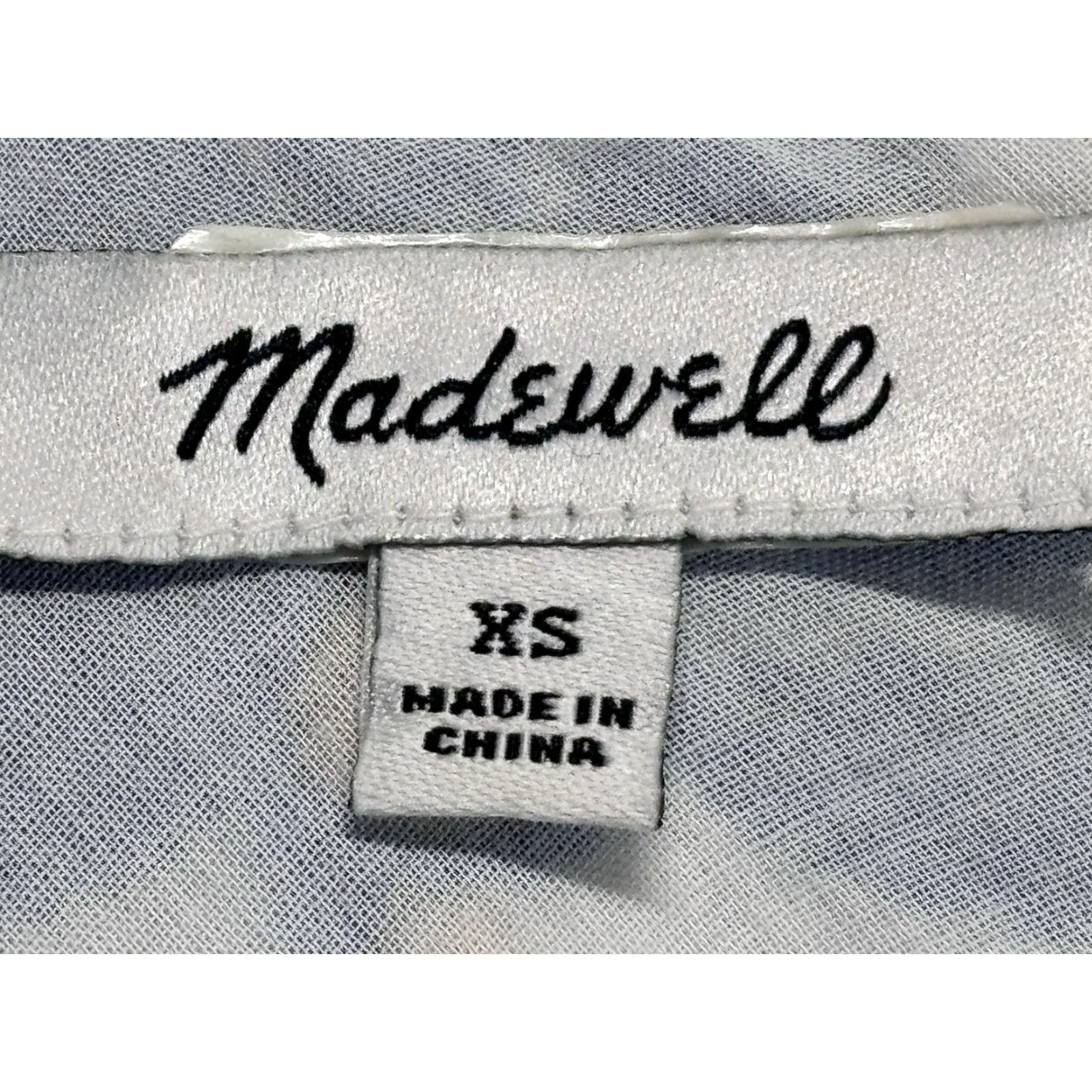Madewell Madewell Dress Womens XS White/Blue Floral Embroidered Shift Boho Cotton 3/4 Sleeve V-Neck Womens Size XS / US 0-2 / IT 36-38 - 6 Thumbnail