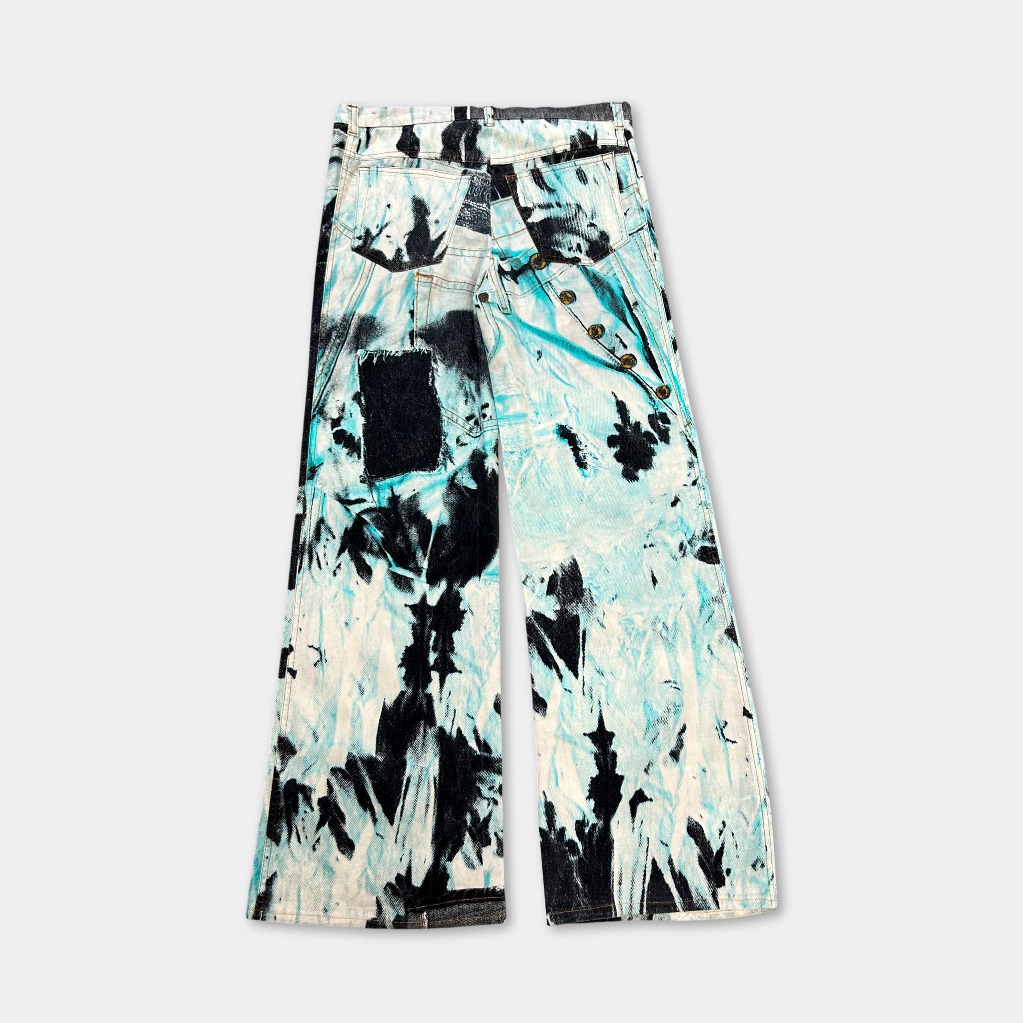 Just Cavalli Just Cavalli Denim on Denim Printed Teal Jeans Size US 29 - 6 Thumbnail
