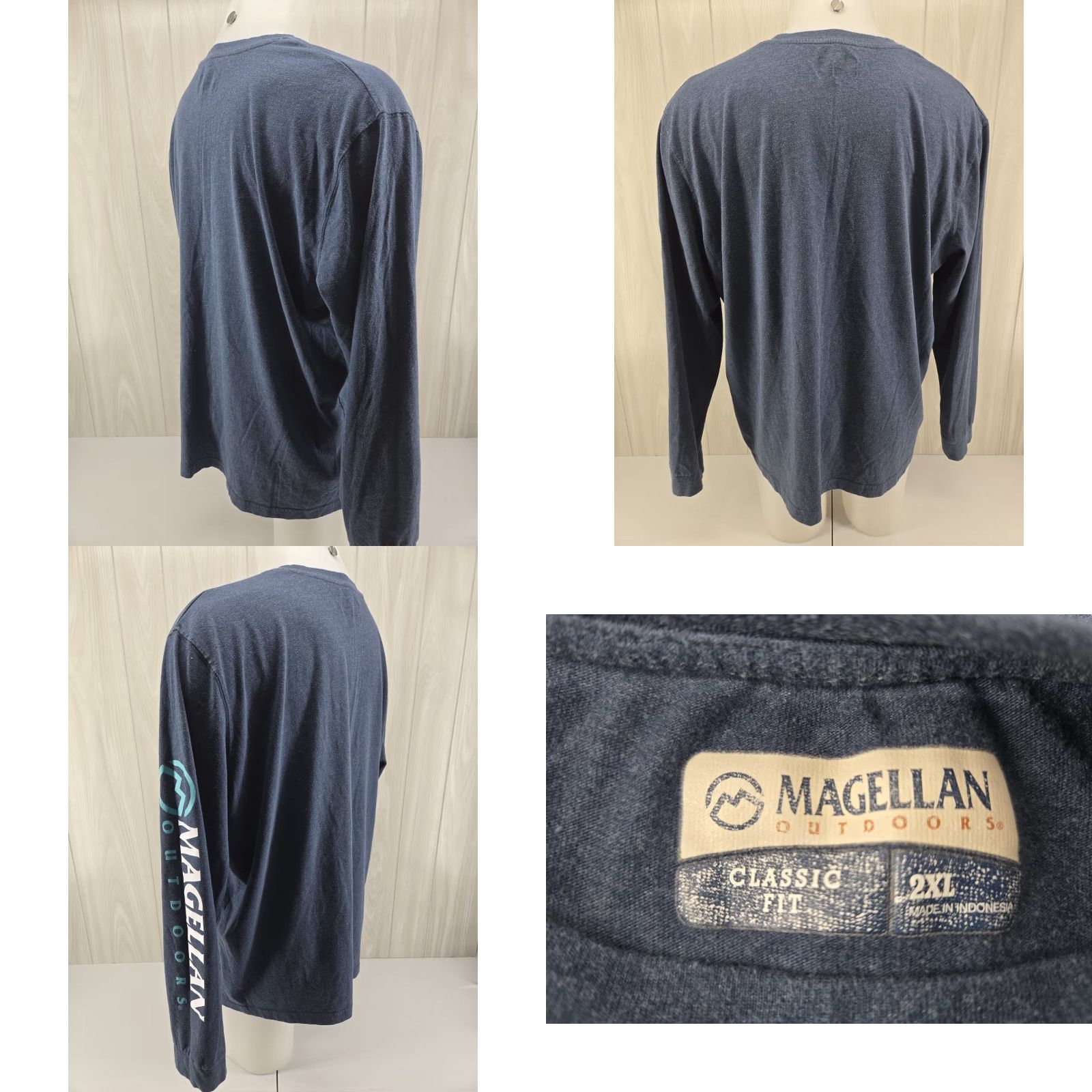 Vintage Magellan T-Shirt Mens 2XL Blue Classic Fit Long Sleeve Outdoors Sz 2XL Size US XXL / EU 58 / 5 - 8 Thumbnail