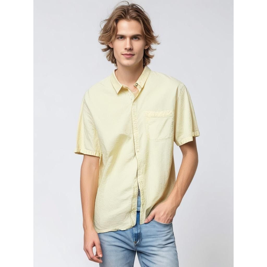 Vans Vans Men's Short Sleeve Button-Up Shirt Yellow Size Large Size US L / EU 52-54 / 3 - 1 Thumbnail