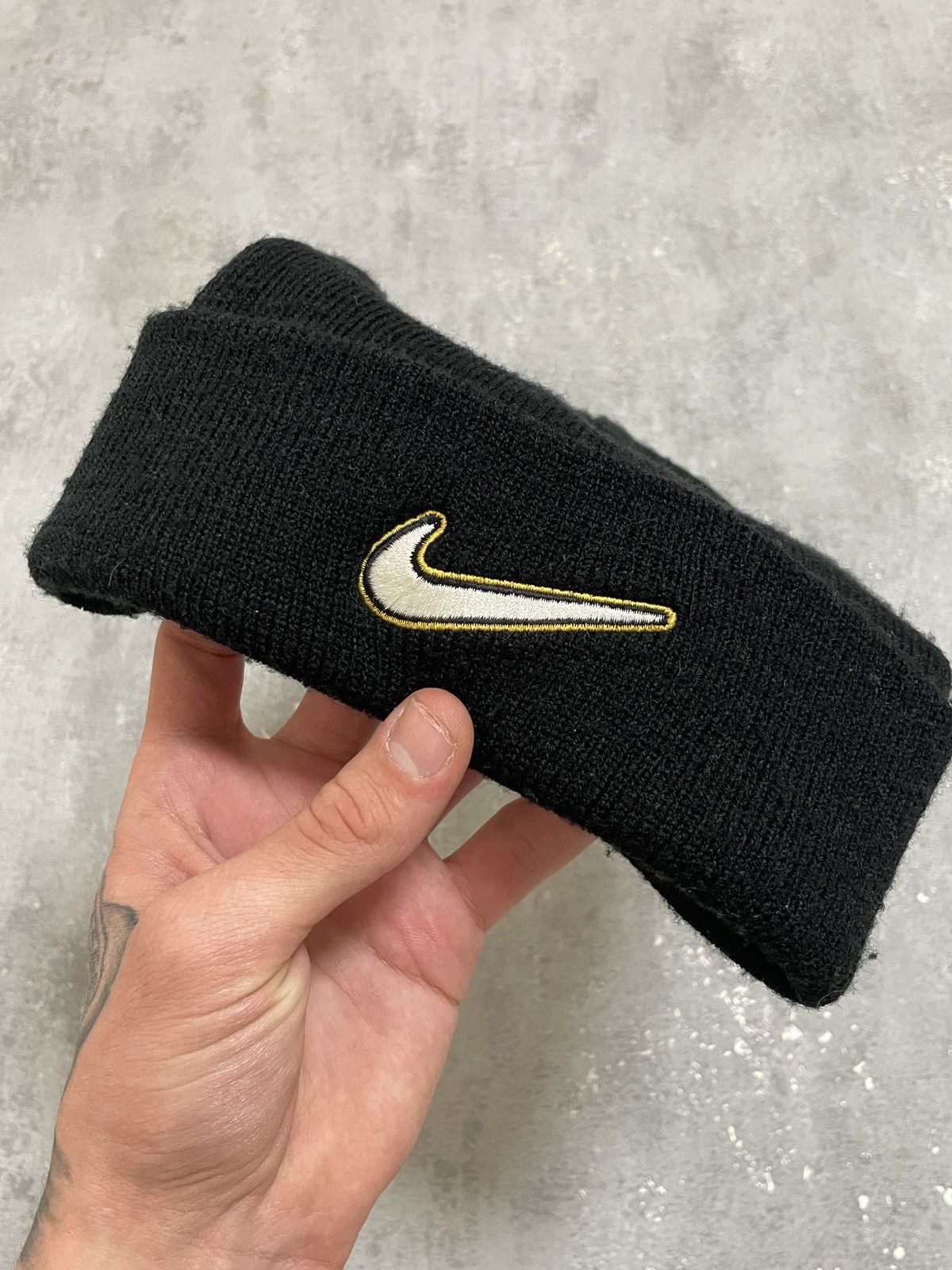 Nike Nike Vintage Nike Y2K 90's Big Swoosh Logo Black Hat Beanie Size ONE SIZE - 4 Thumbnail