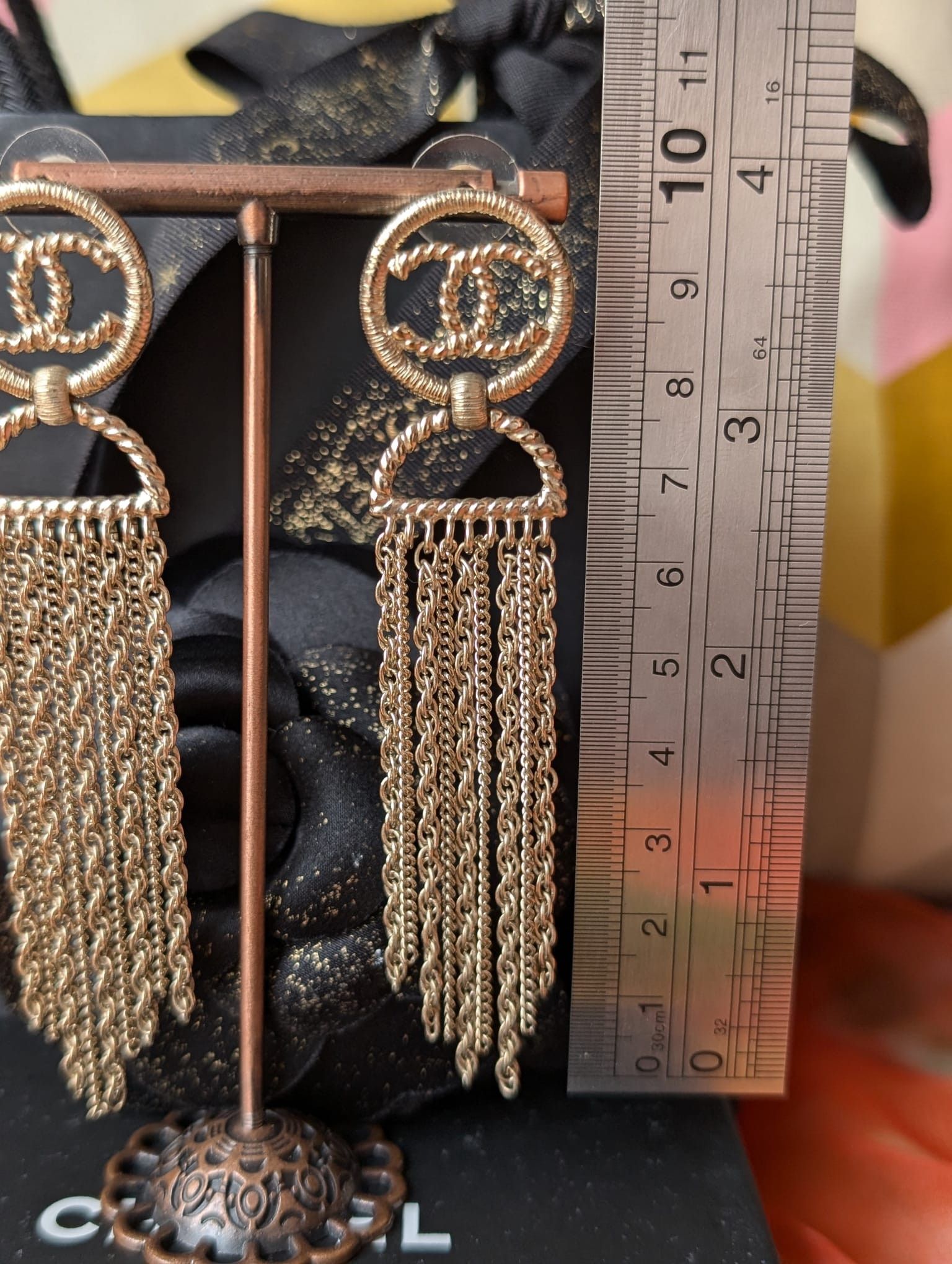 Chanel Chanel CC A16S Chain Long Logo GHW CocoMark Earrings Box Size ONE SIZE - 16 Thumbnail