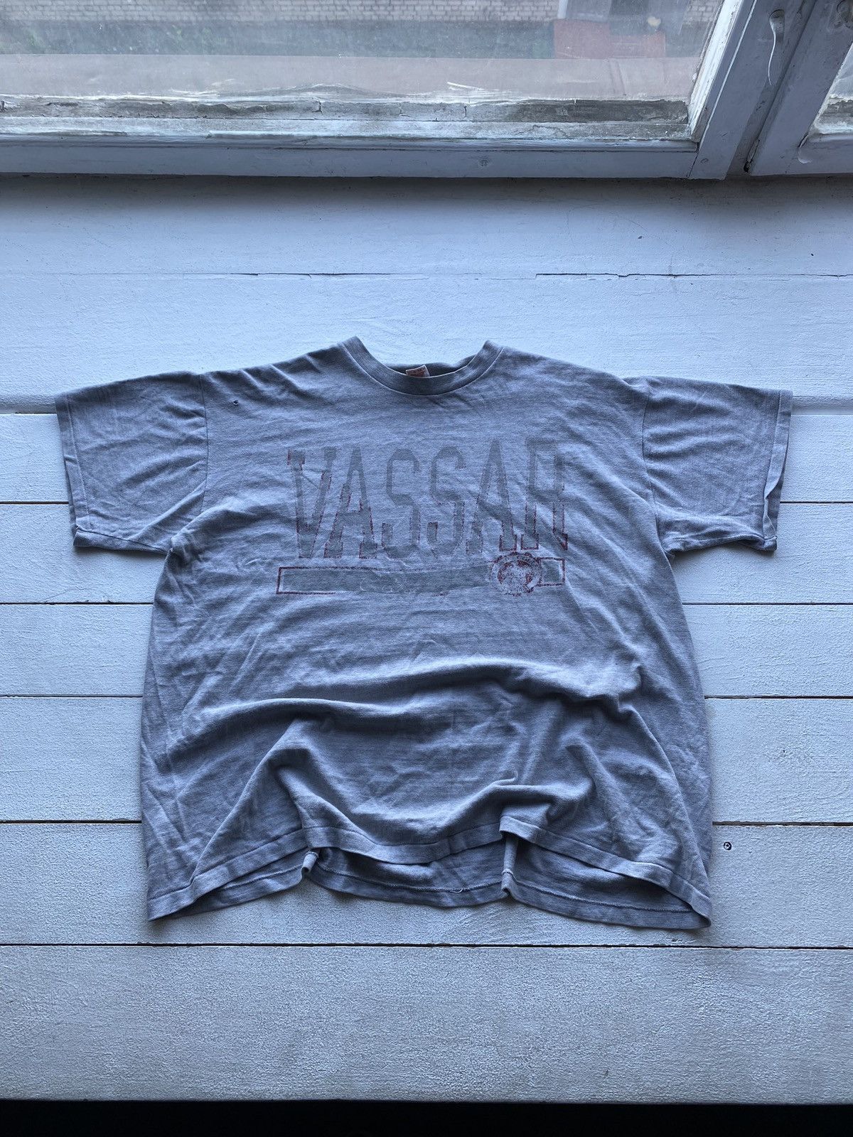 Vintage 1980s🔥Vassar College Gray Vintage Shirt Men University Size US L / EU 52-54 / 3 - 1 Thumbnail
