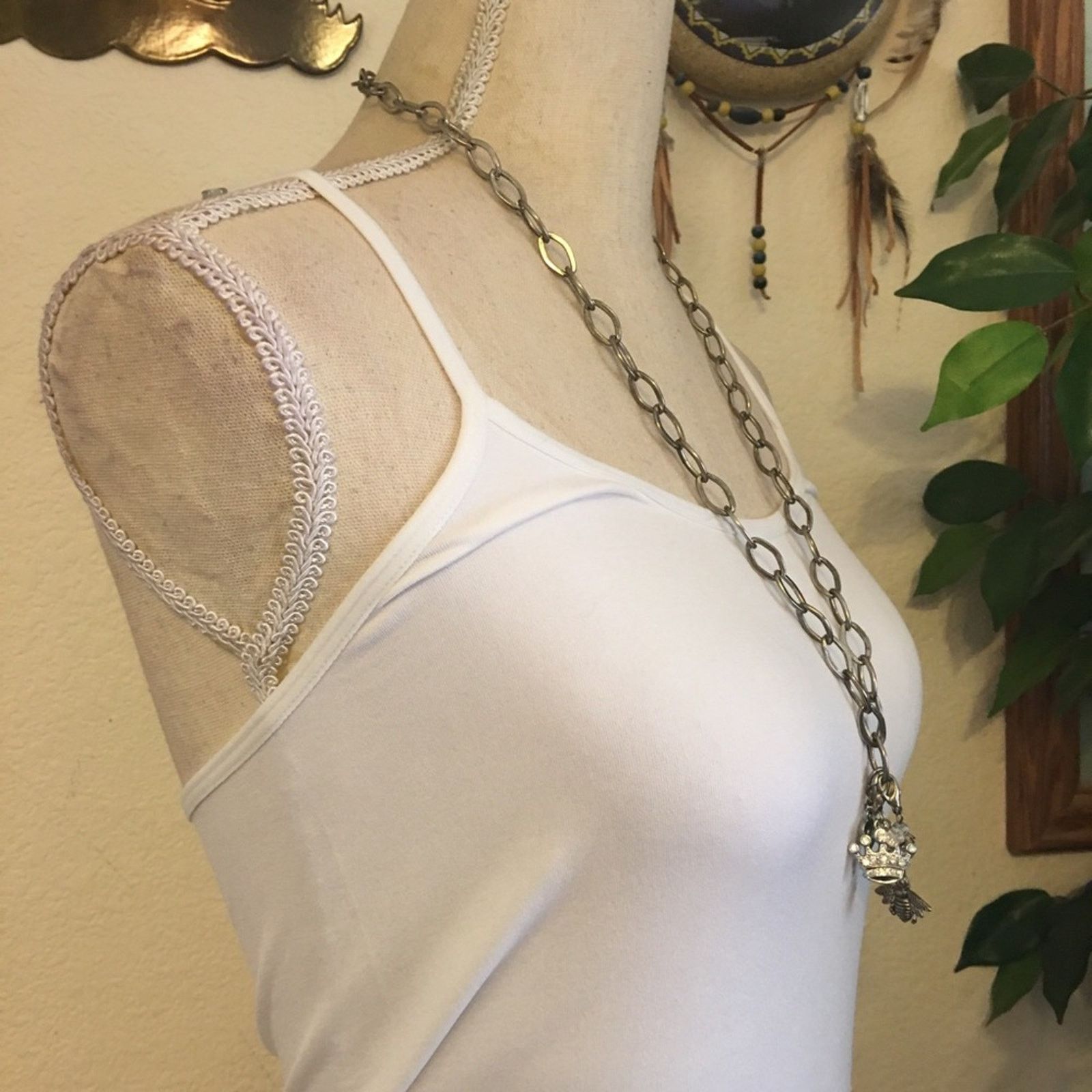 Jewelry Matte silver tone chain link charm accent necklace Size ONE SIZE - 2 Thumbnail