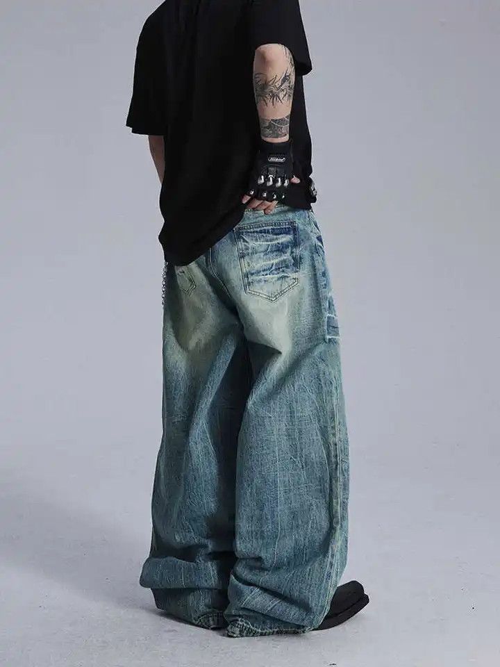 Japanese Brand × Vintage Washed Lightning Texture Cleanfit Loose Jeans Size US 26 / EU 42 - 3 Thumbnail
