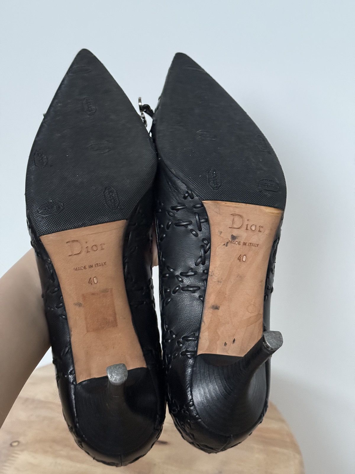 Dior Dior Black Leather Braided Cannage Pointy Toe Bow Pumps Size US 9 / IT 39 - 7 Thumbnail