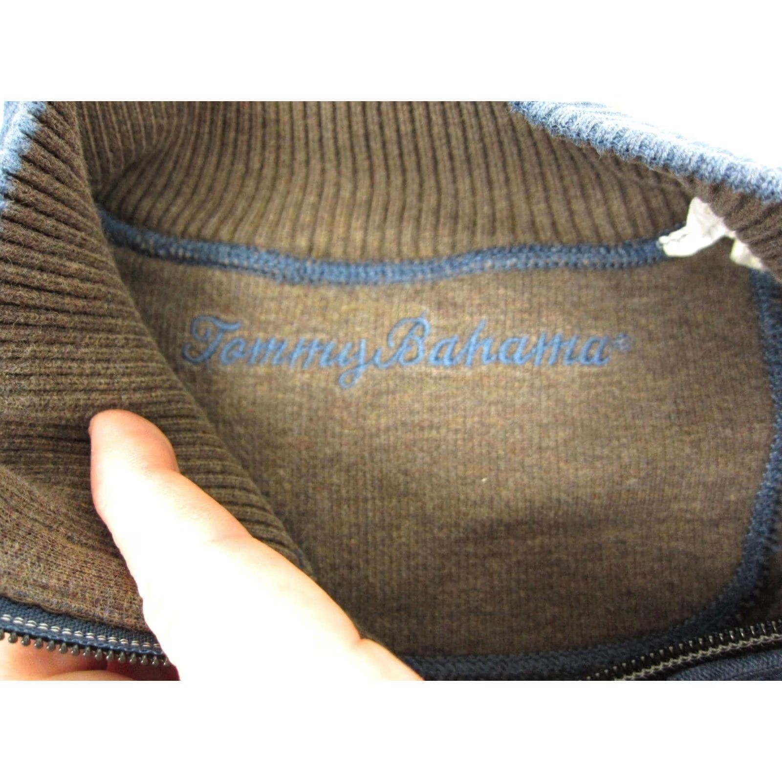 Tommy Bahama Tommy Bahama Sweater Mens L Blue Reversible 1/4 Zip Knit Cotton Casual Knitwear Pullover Size US L / EU 52-54 / 3 - 5 Thumbnail
