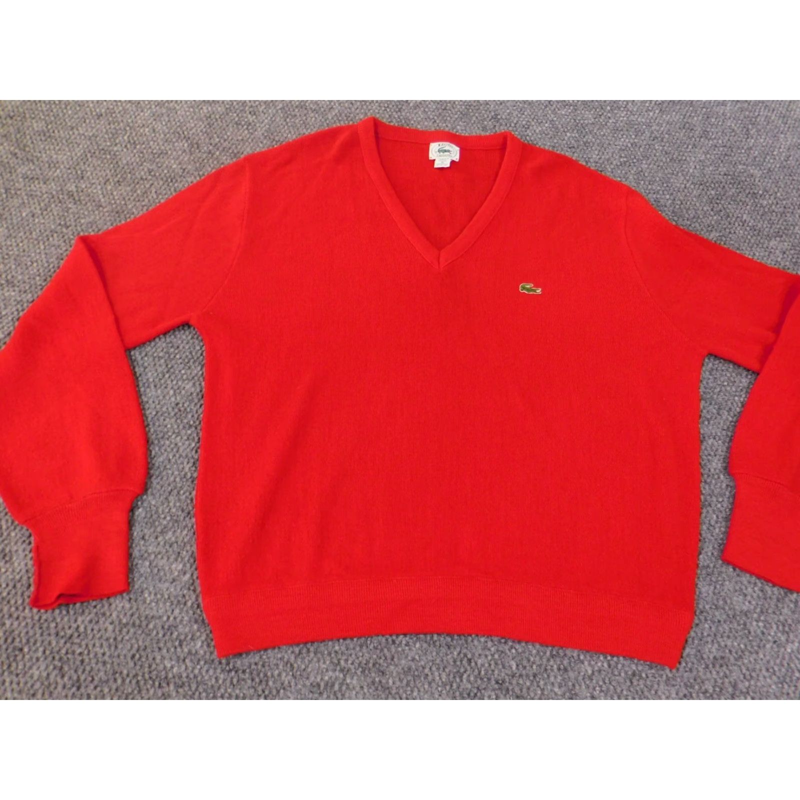 Lacoste Lacoste Sweater XL Mens V-Neck Red Acrylic Cable-Knit Full Zip Pullover Retro Vintage No Size US XL / EU 56 / 4 - 3 Thumbnail