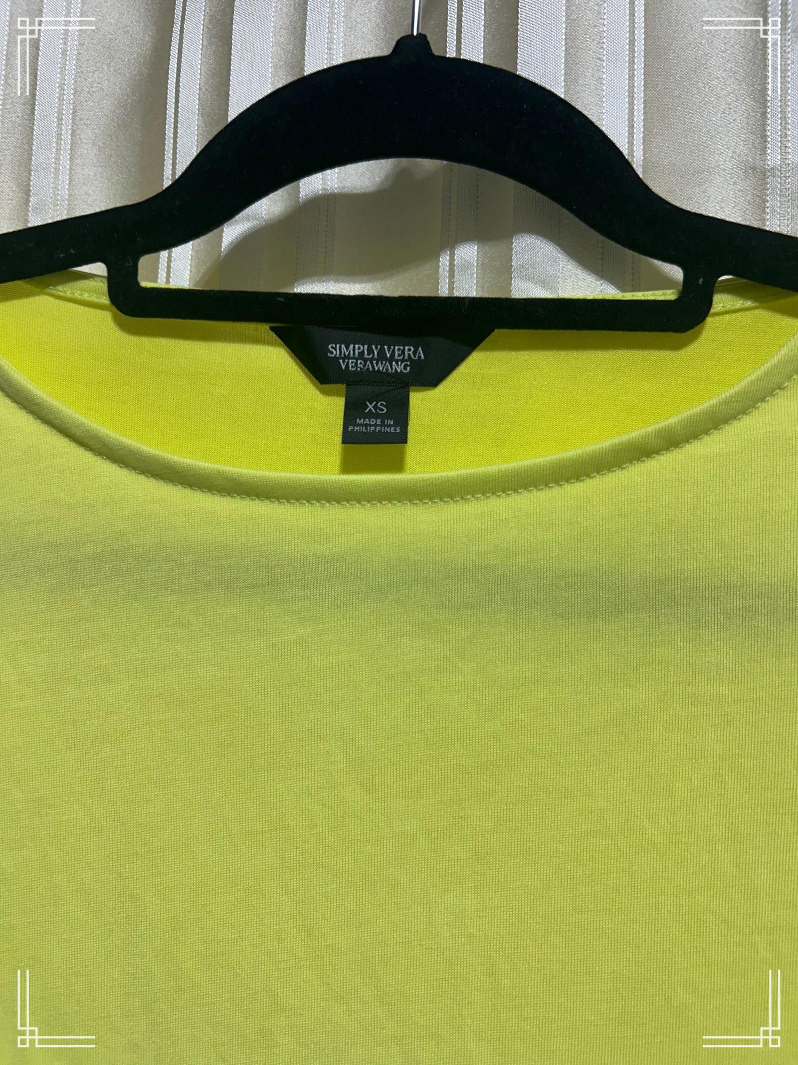 Designer Simply Vera Vera Wang XS Lime Green Puff Sleeve Top, XS Size XS / US 0-2 / IT 36-38 - 2 Thumbnail