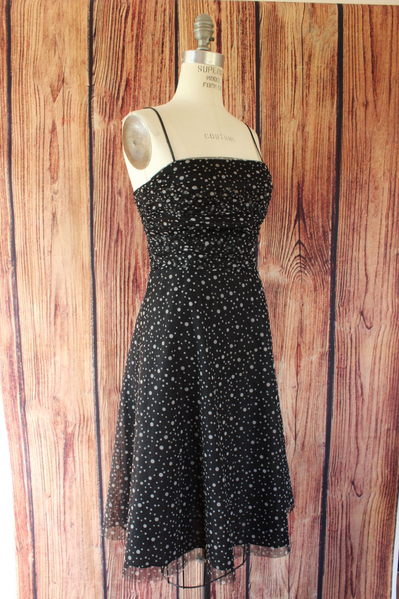 Other Jessica Howard Dress, Black with Gray Polkadots, Size 8, Fit Size M / US 6-8 / IT 42-44 - 6 Thumbnail