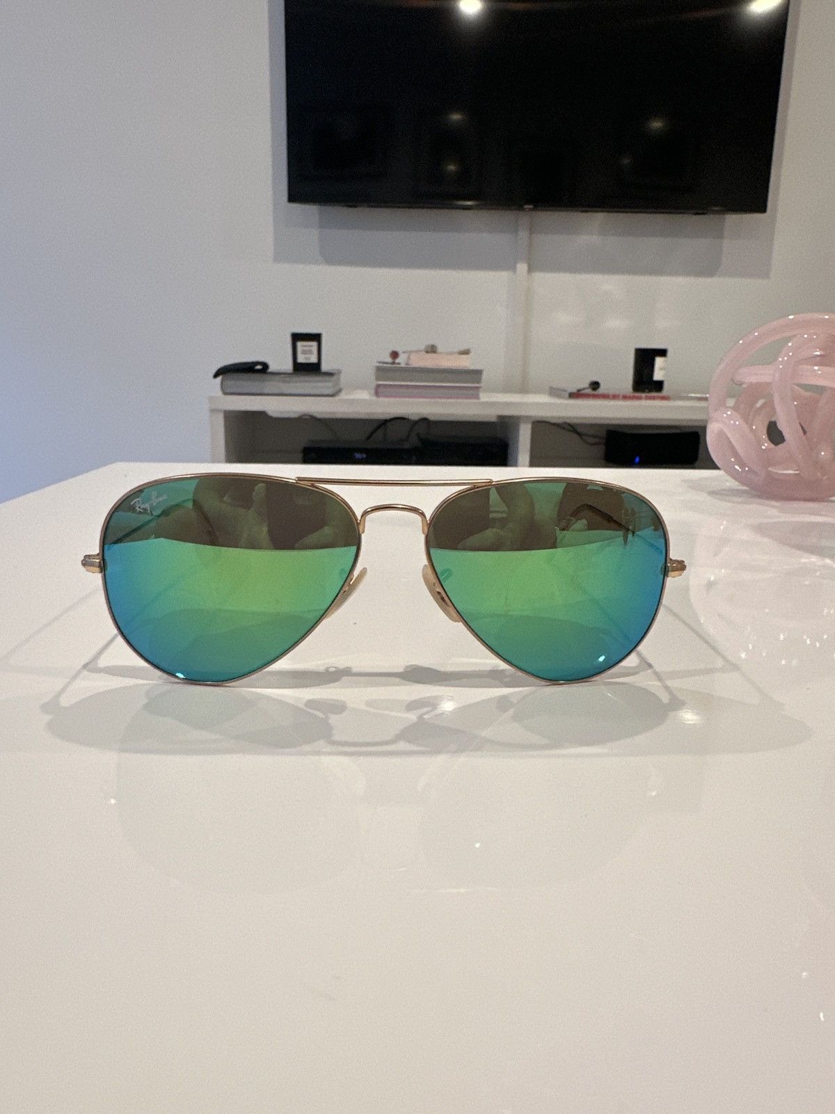 RayBan RAY BAN AVIATOR Green Blue Mirror Gold Frames Size ONE SIZE - 1 Thumbnail