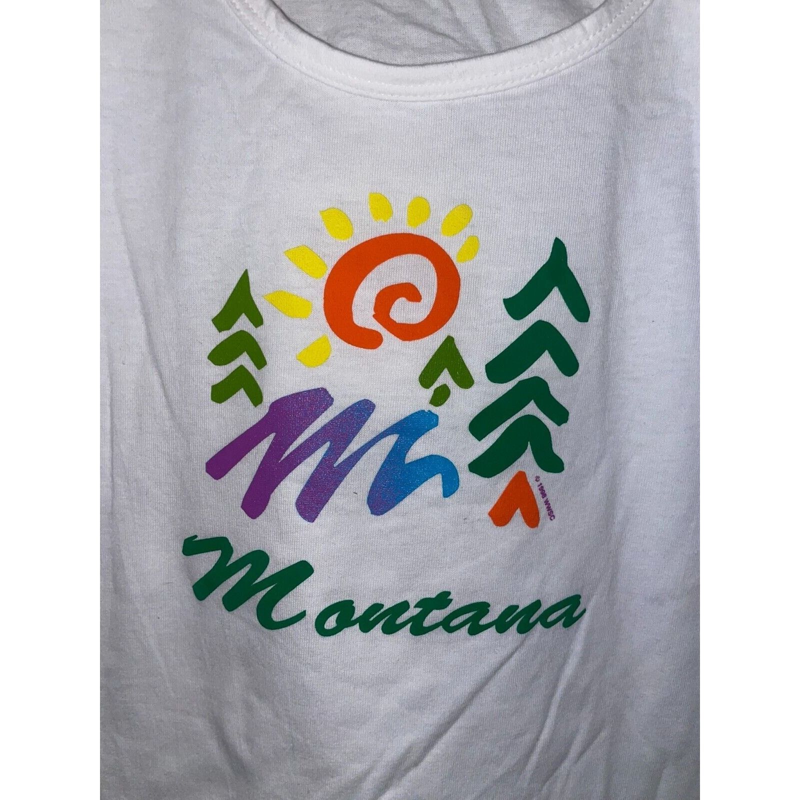 Vintage Womens Vintage Montana Shirt Tree White Art Tee Top 90s L Size L / US 10 / IT 46 - 2 Thumbnail