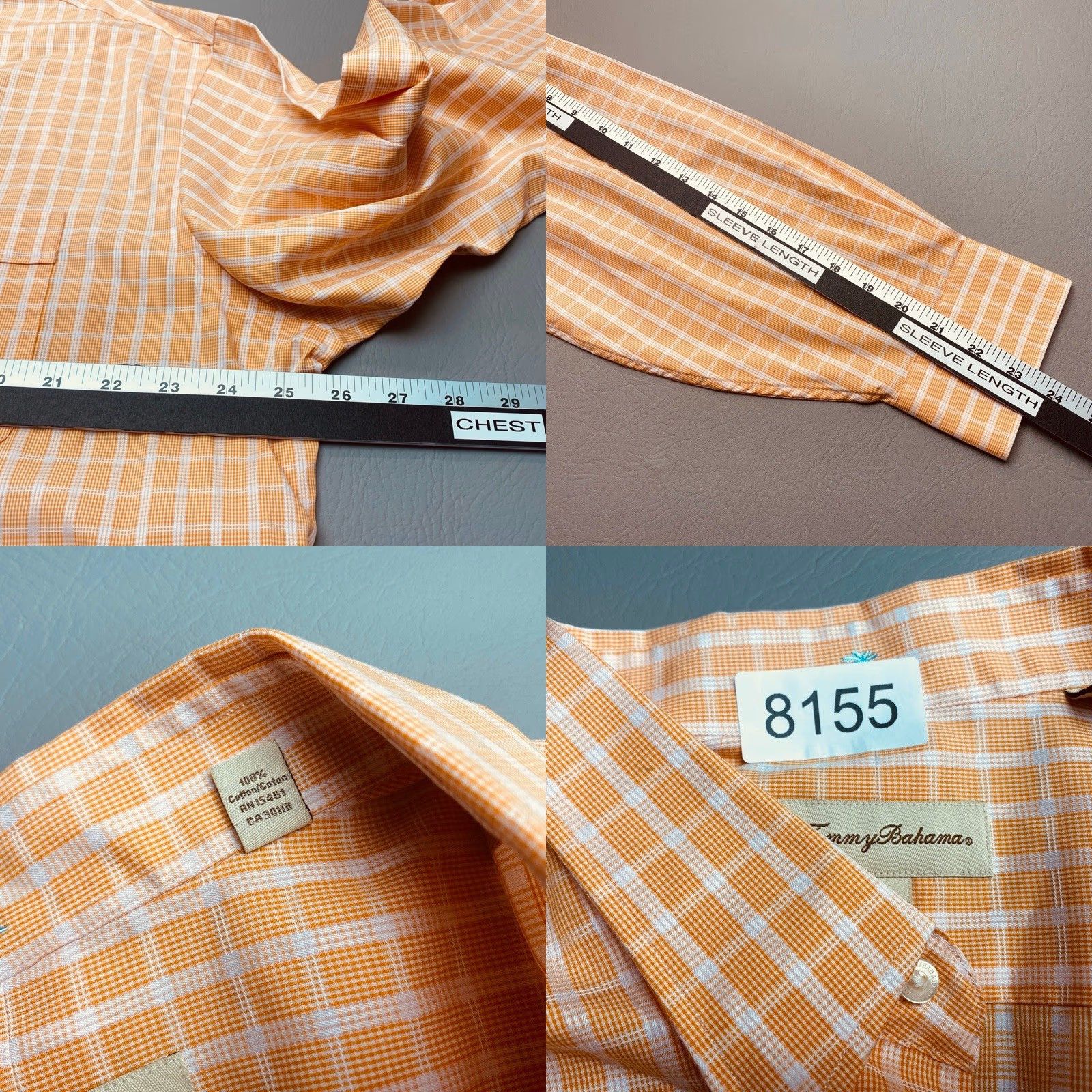 Tommy Bahama Tommy Bahama Dress Shirt Orange White Mens Size 17 32-33 Long Sleeve 8155 Size 46R - 8 Thumbnail