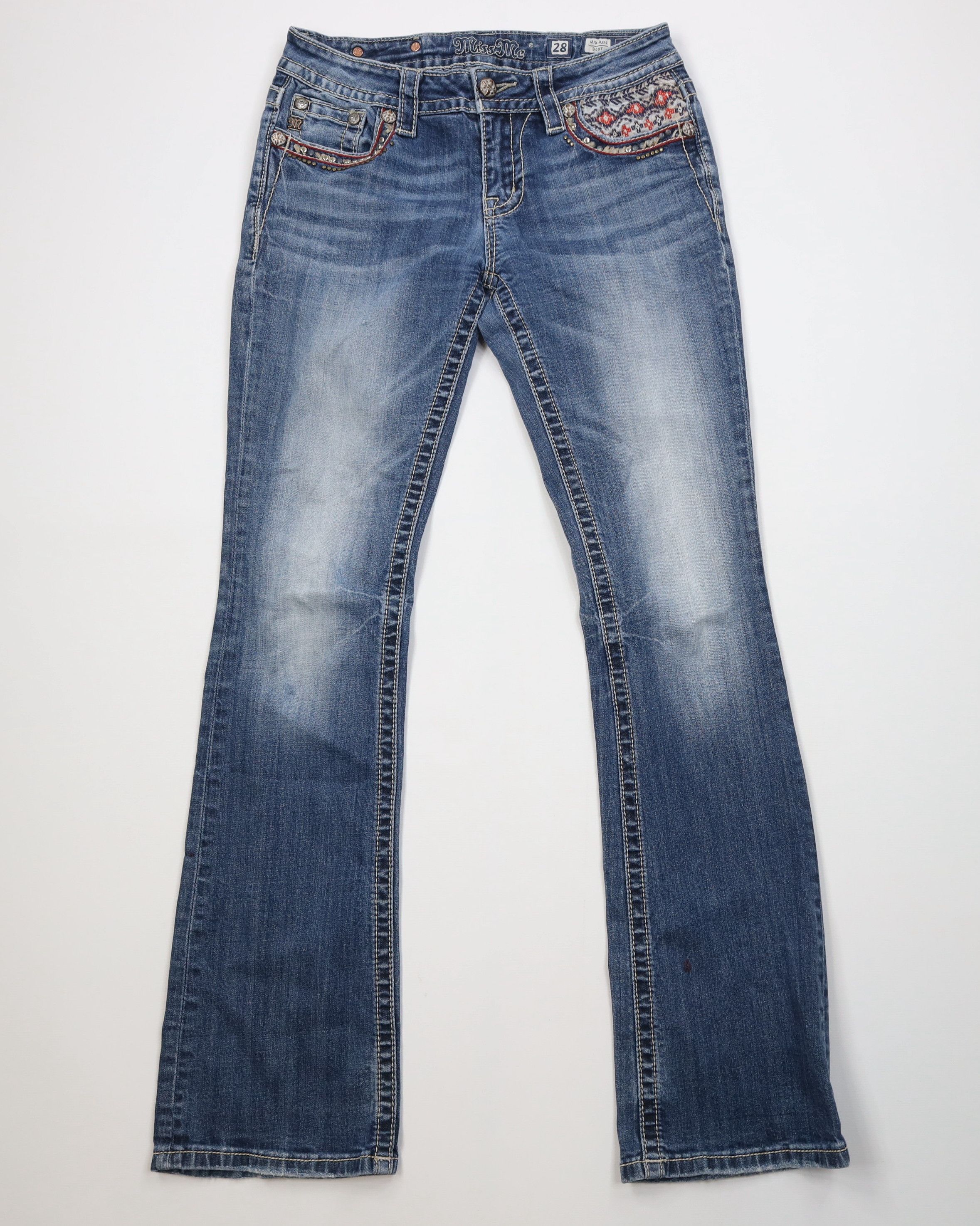 Miss Me Miss Me Soutwesthern Sequined Mid Rise Boot Flared Jeans Size 28" / US 6 / IT 42 - 1 Thumbnail