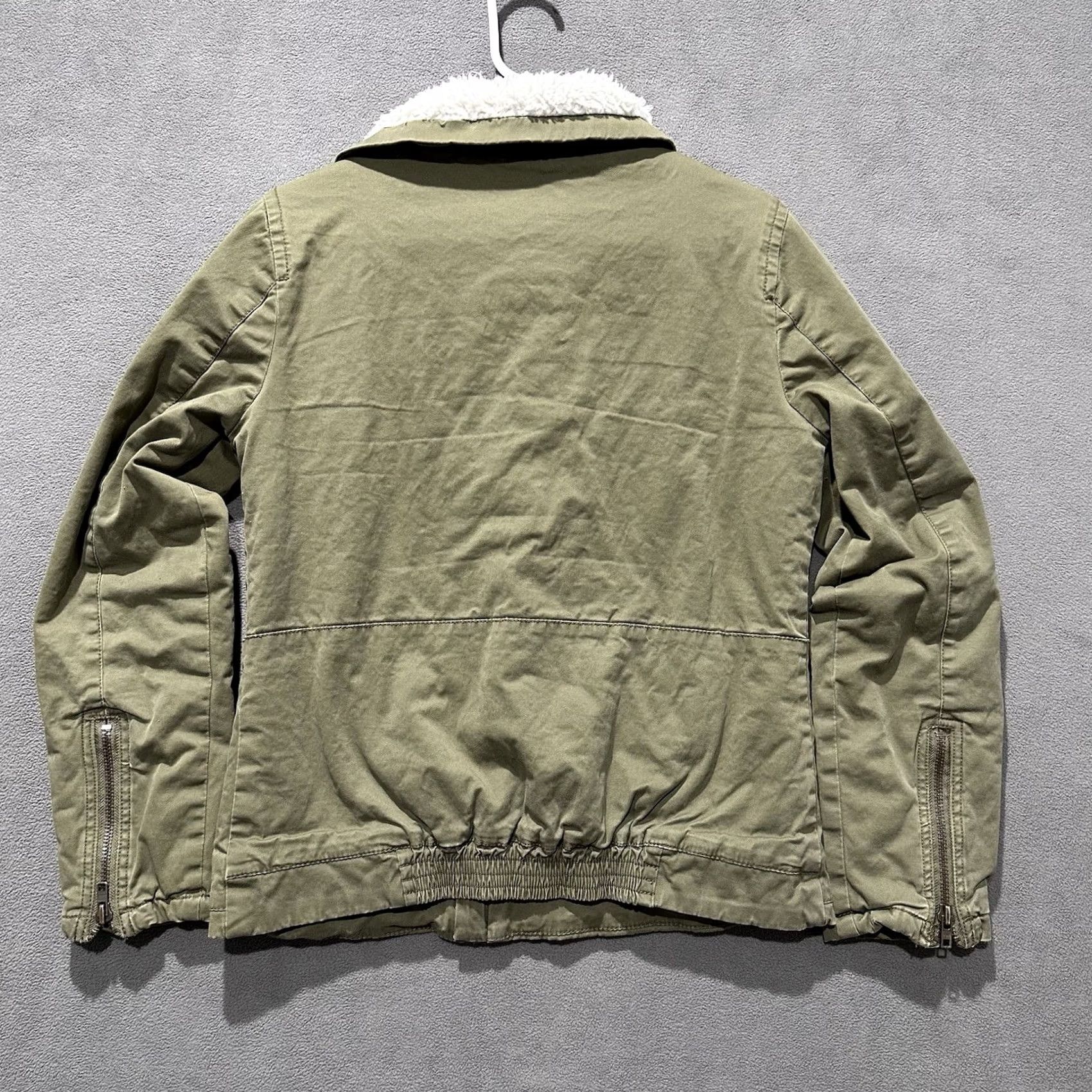 J.Crew J.CREW Jacket Womens 4 Military Green Sherpa Lined Twill adjustable Sleeve 90s y2k 2000s Size S / US 4 / IT 40 - 2 Thumbnail