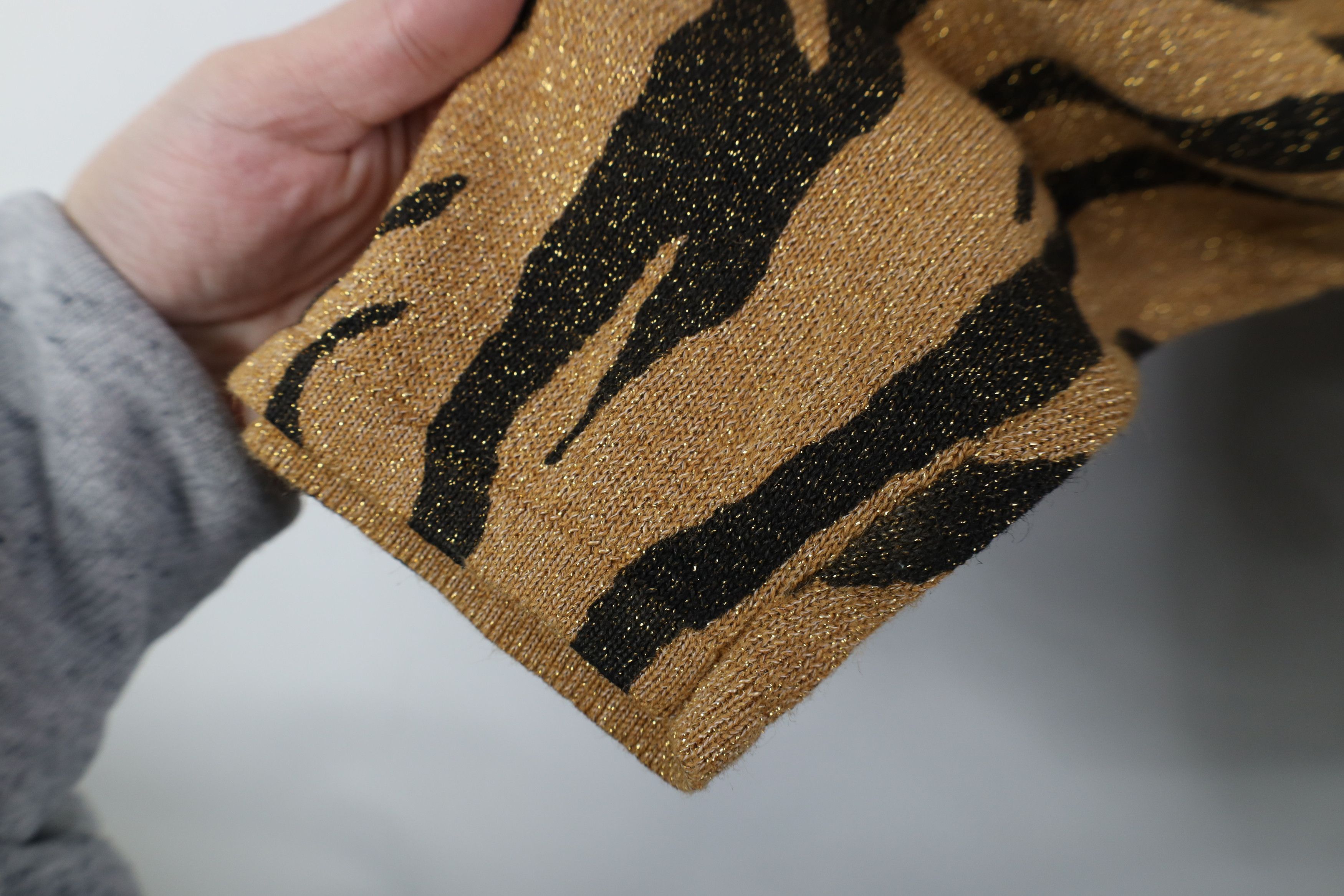 Vintage Vintage 90s Streetwear Tiger Stripe Knit Cardigan Sweater Size XXL / US 16-18 / IT 52-54 - 6 Thumbnail