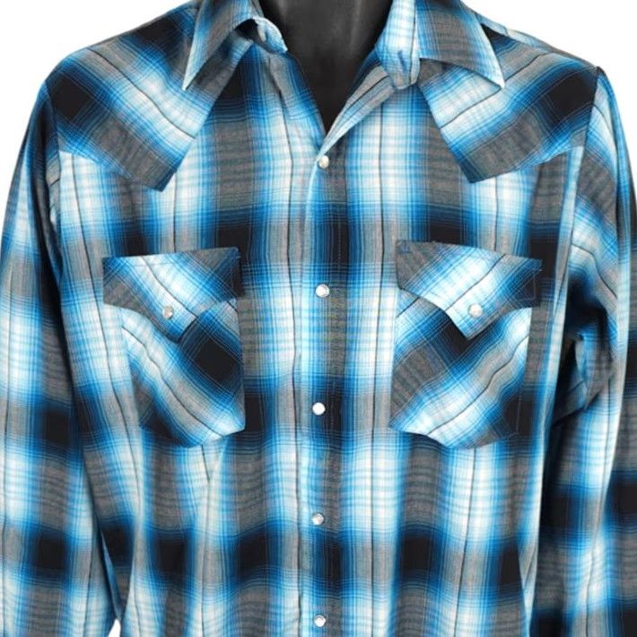 Vintage Ely Cattleman Western Shirt Mens Small Blue Cowboy Pearl Snap Shadow Plaid Shirt Mens Small Blue Cowboy Pearl Snap Shadow Plaid Size US S / EU 44-46 / 1 - 2 Thumbnail