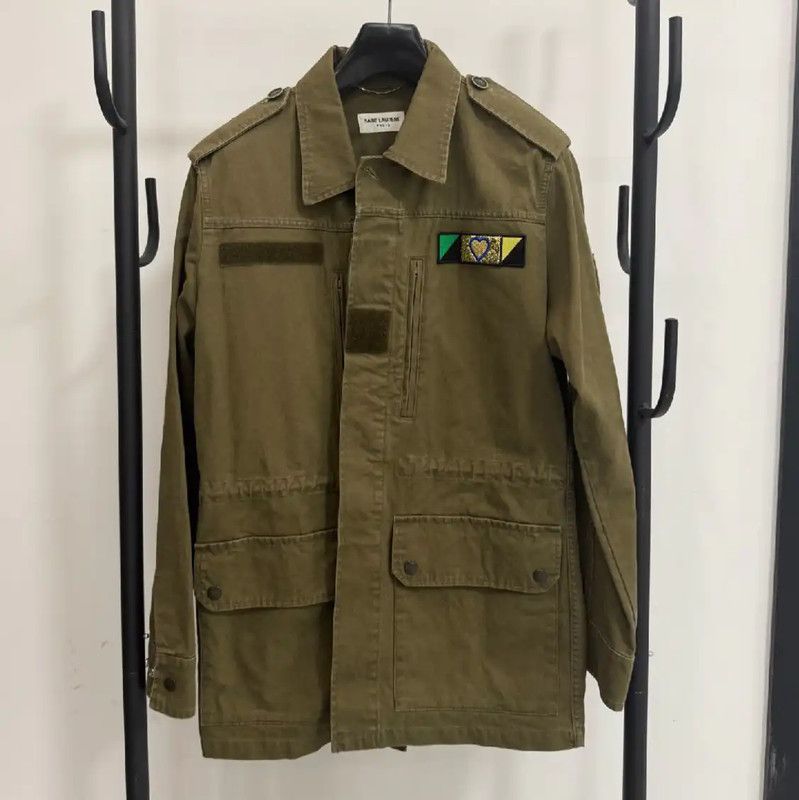 Yves Saint Laurent YSL Military Green Long Sleeve Cardigan 0089 Size S / US 4 / IT 40 - 1 Thumbnail