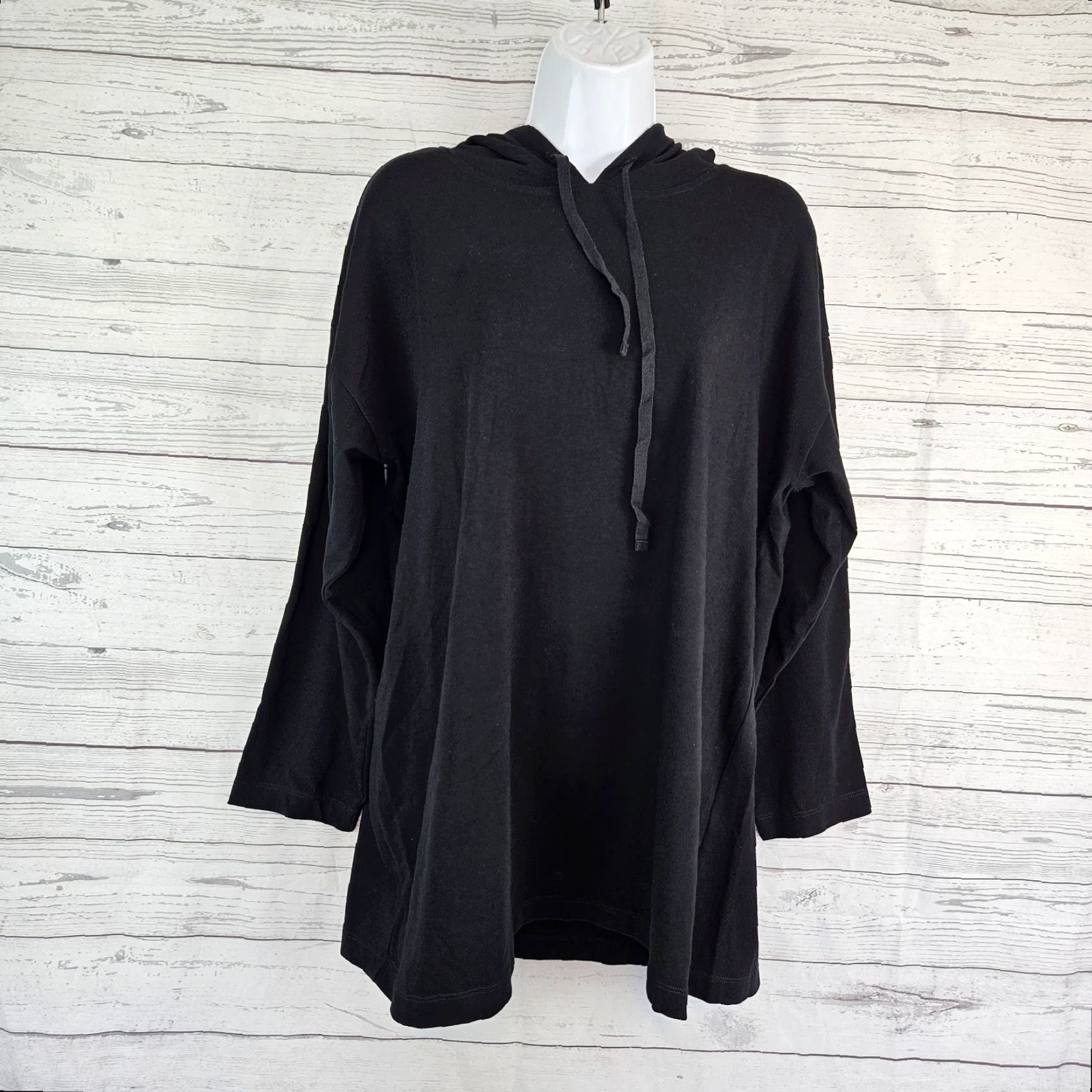 Eileen Fisher Eileen Fisher Womens Hoodie Sz Medium Solid Black Cotton Blend Pullover Lightweight Activewear 90s? Size M / US 6-8 / IT 42-44 - 2 Thumbnail