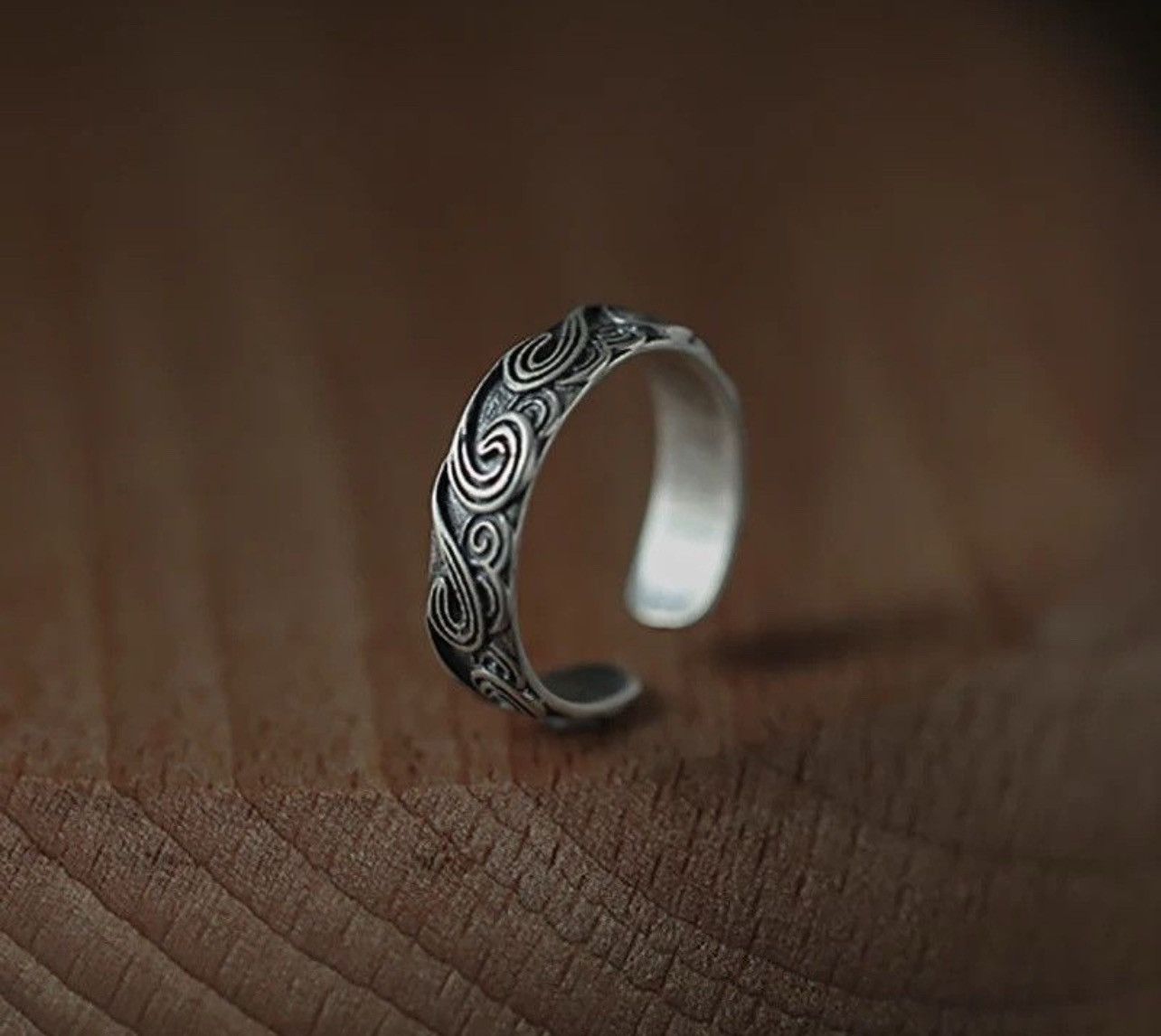 Jewelry × Vintage Retro Auspicious Wave Cloud Rings Size ONE SIZE - 4 Thumbnail