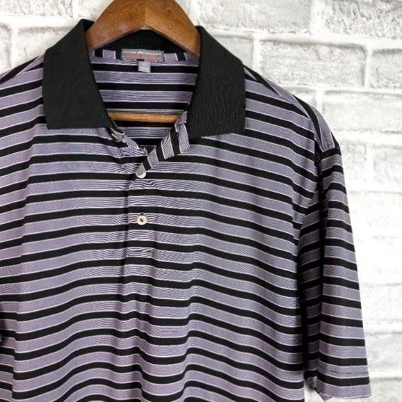 Peter Millar Peter Millar Summer Comfort Light Purple Striped Performance Golf Polo Men LARGE Size US L / EU 52-54 / 3 - 2 Thumbnail