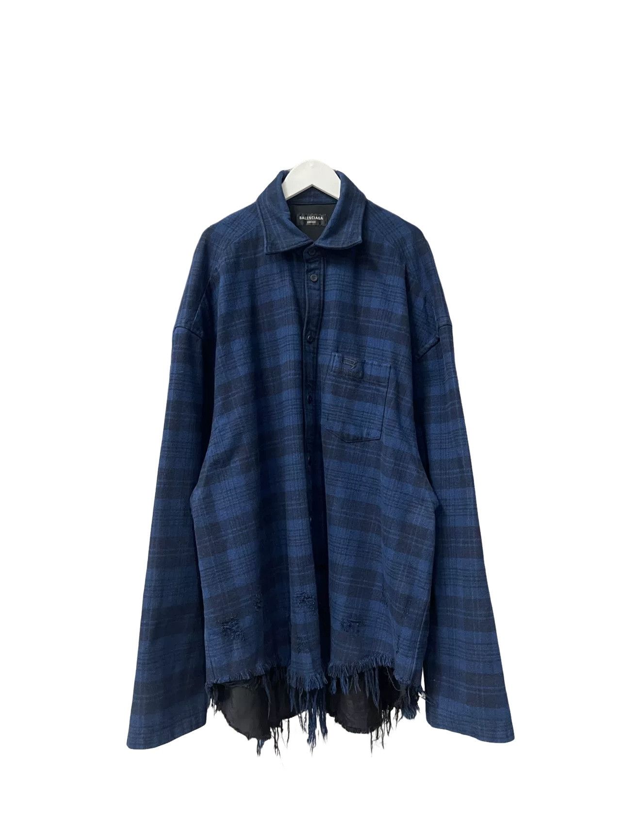 Balenciaga Balenciaga Distressed Plaid Shirt Size 2 Size US M / EU 48-50 / 2 - 1 Thumbnail