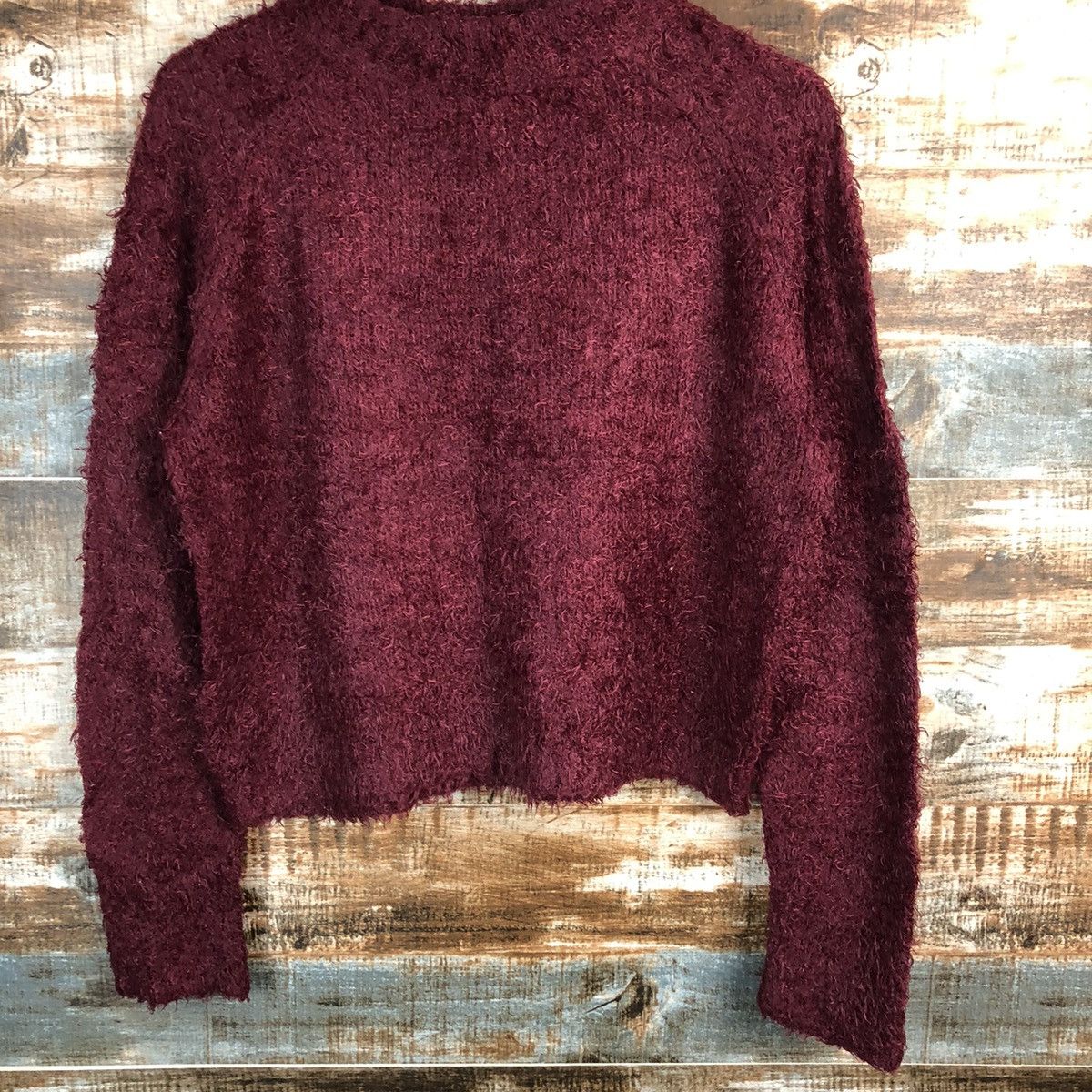 GU × Homespun Knitwear GU Maroon Knitwear crop top shaggy #A1672 Size L / US 10 / IT 46 - 3 Thumbnail