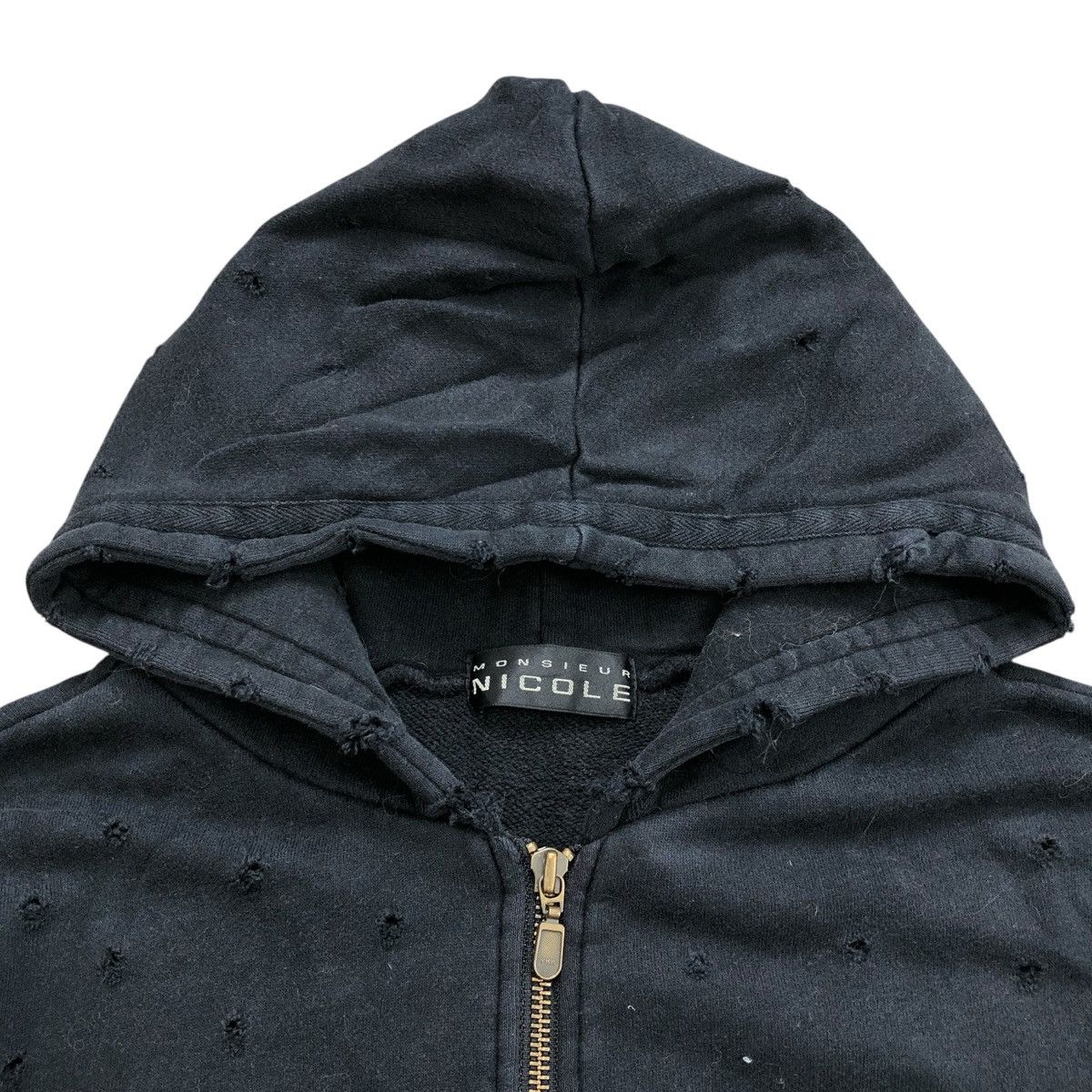 If Six Was Nine × Le Grande Bleu (L.G.B.) × Nicole Club Vintage Nicole Monsieur Embroidered Distressed Zip Hoodie Size US M / EU 48-50 / 2 - 6 Thumbnail