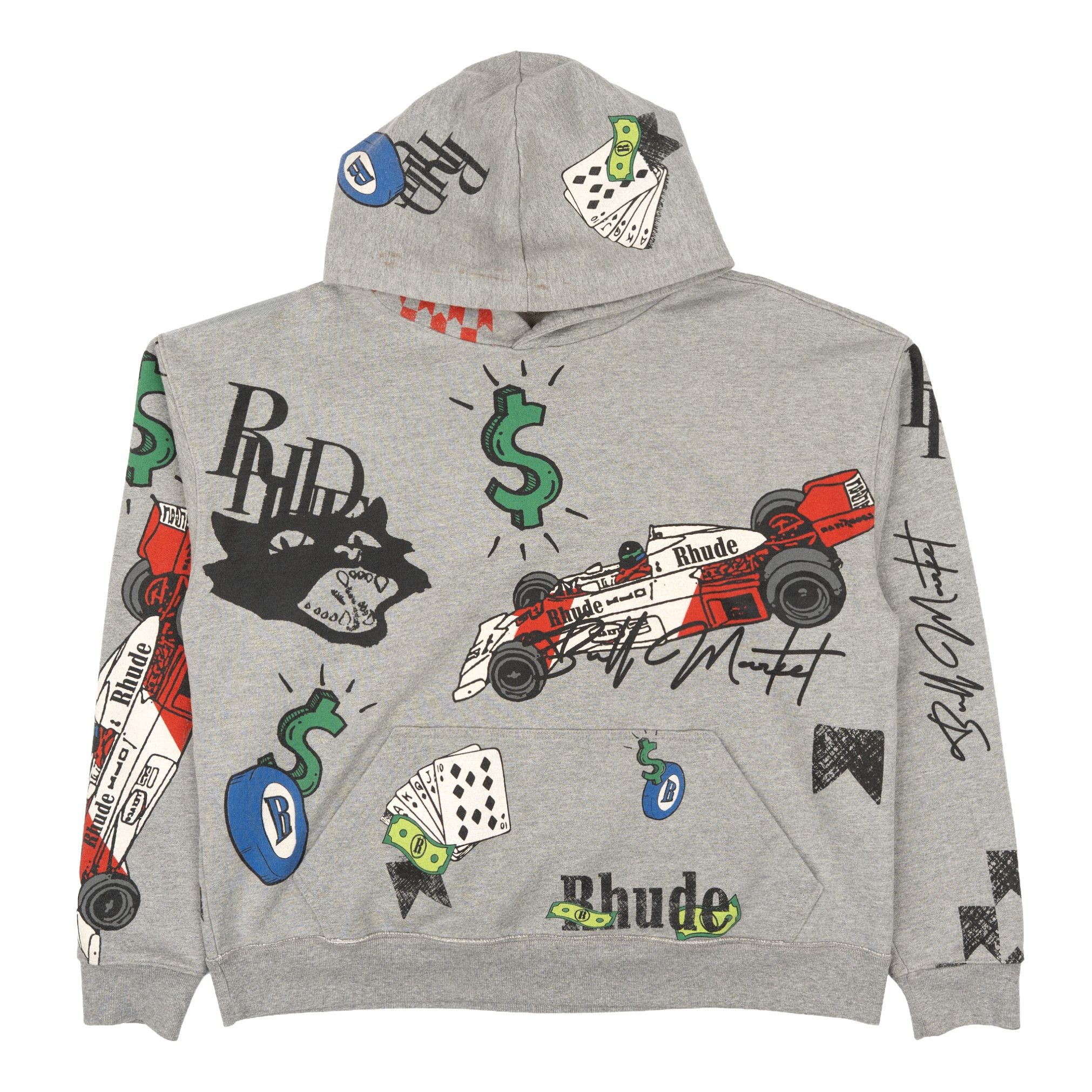 Rhude Doodle Logo Hooded Sweatshirt Grey Multi Size US L / EU 52-54 / 3 - 1 Thumbnail